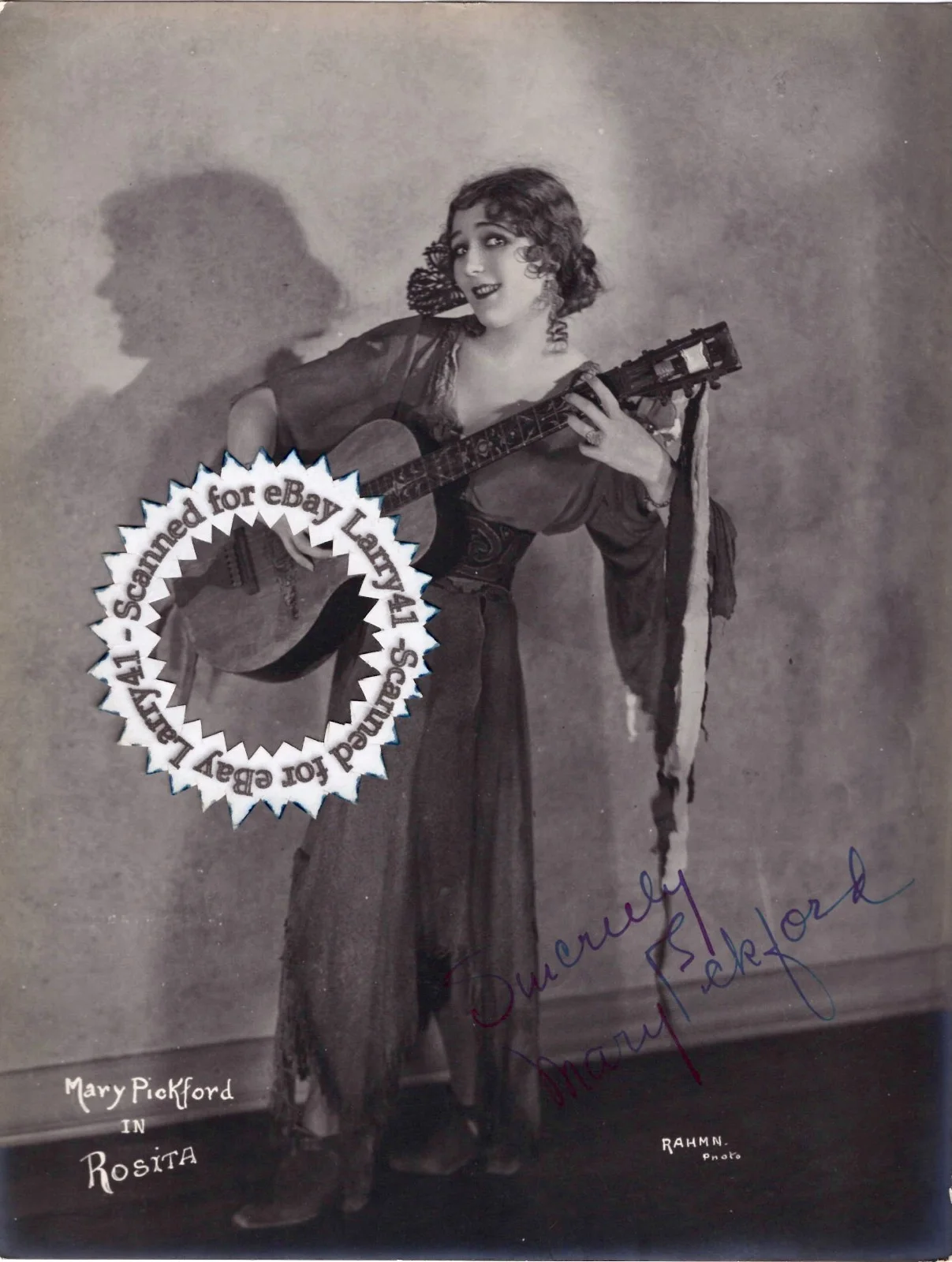 Mary Pickford — Signed MARY PICKFORD Autographed 1923 photo, ROSITA – Ernst Lubitsch! SILENT exc, изображение 4