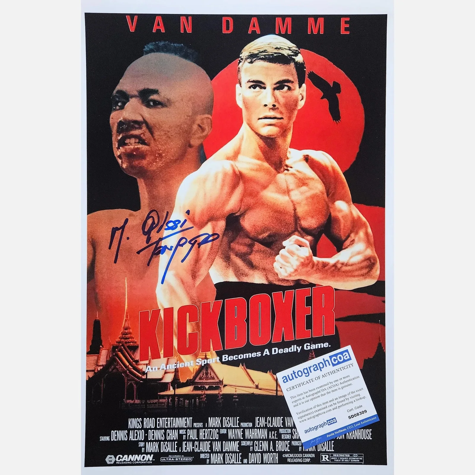 MICHEL QISSI autograph ACOA signed poster 12x18 KICKBOXER — MICHEL QISSI autograph ACOA signed poster 12x18 KICKBOXER, изображение 2