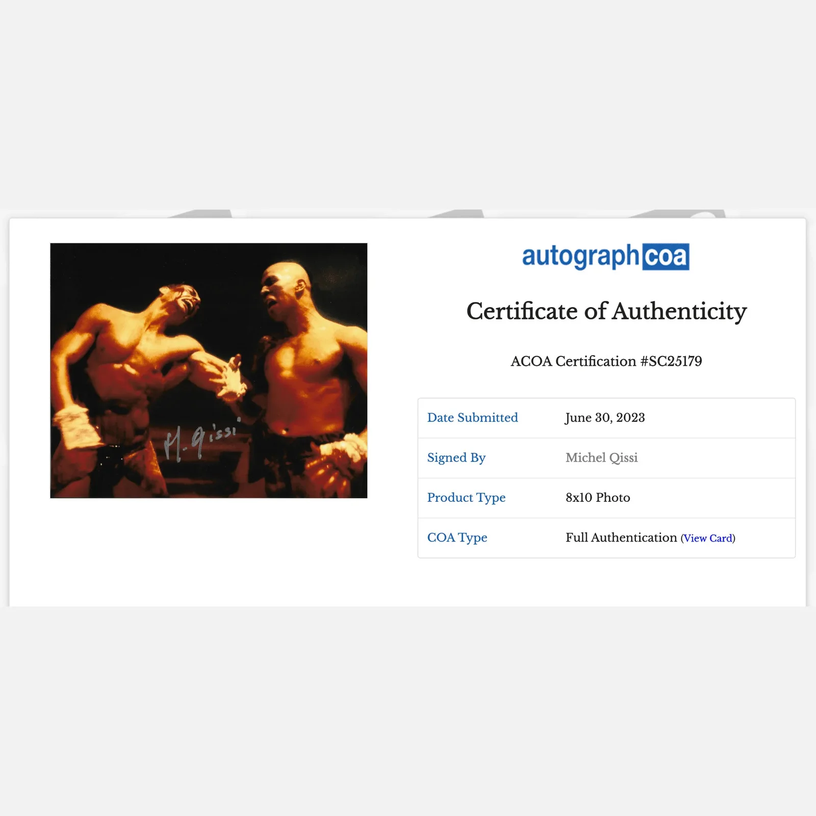 MICHEL QISSI autograph ACOA signed 8x10 photography KICKBOXER — MICHEL QISSI autograph ACOA signed 8x10 photography KICKBOXER, image 2