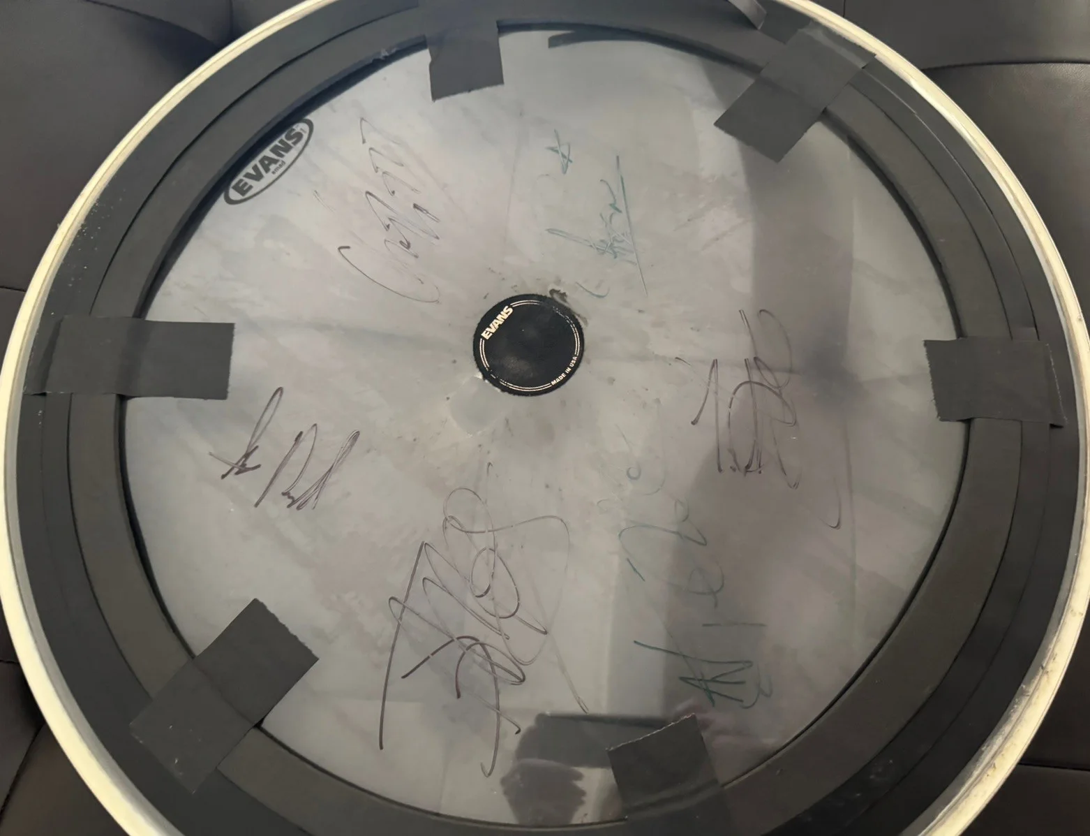 Underoath show used signed bass drumhead, image 2