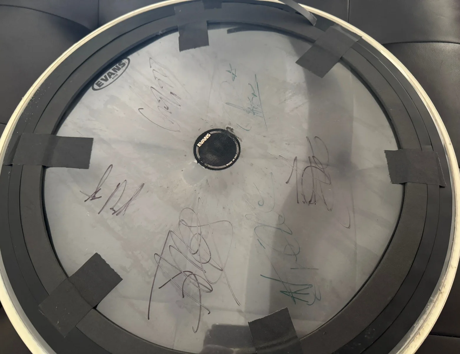 Underoath show used signed bass drumhead, image 3
