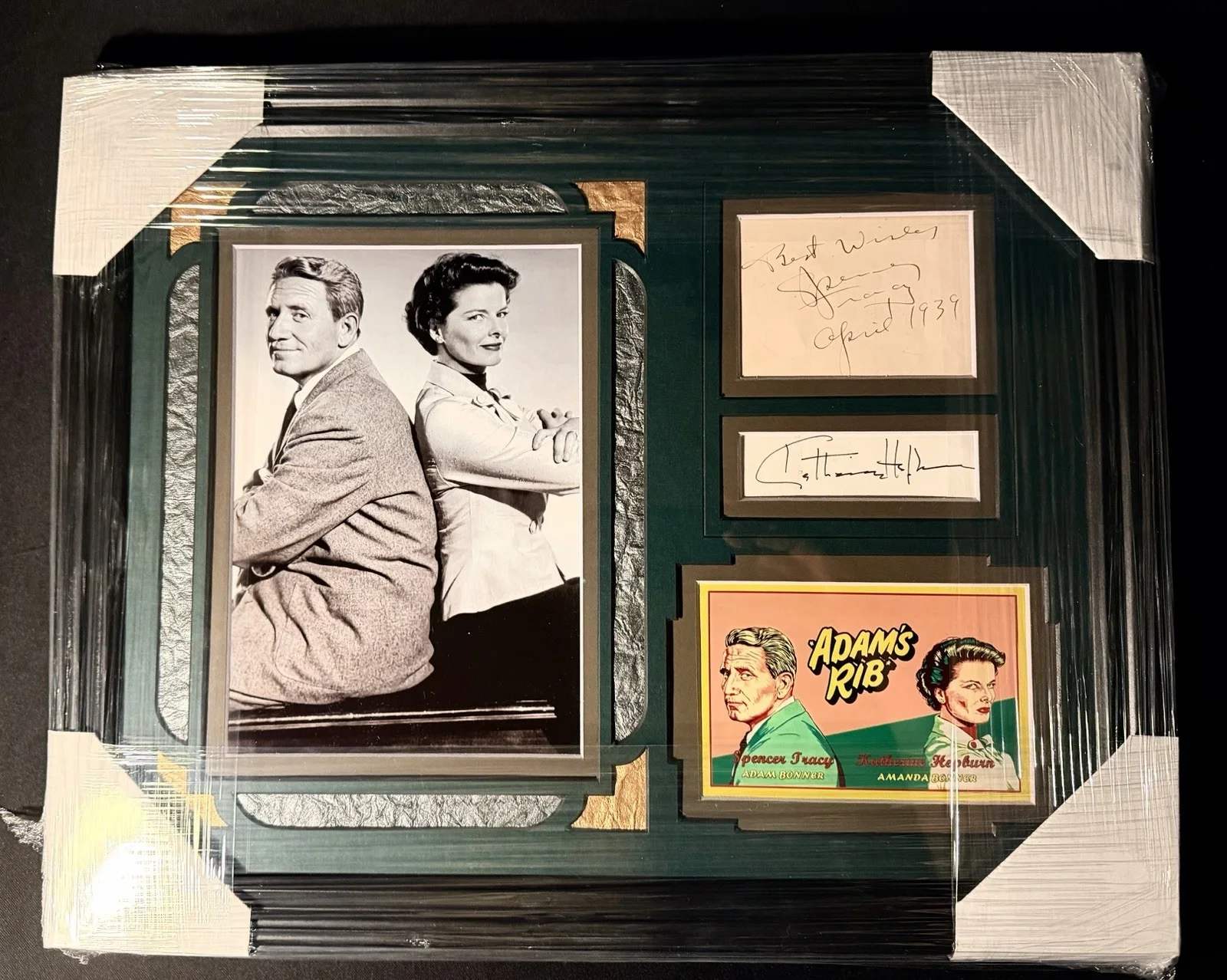 Spencer Tracy, Katharine Hepburn — SPENCER TRACY & KATHARINE HEPBURN Autographs Framed JSA Signed, image 2