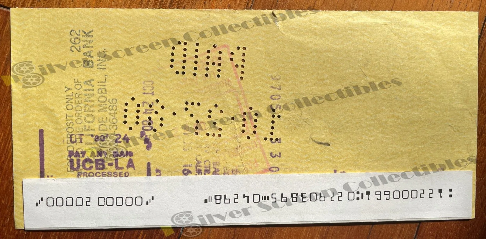 John Hillerman - Original Signed Bank Check, image 2