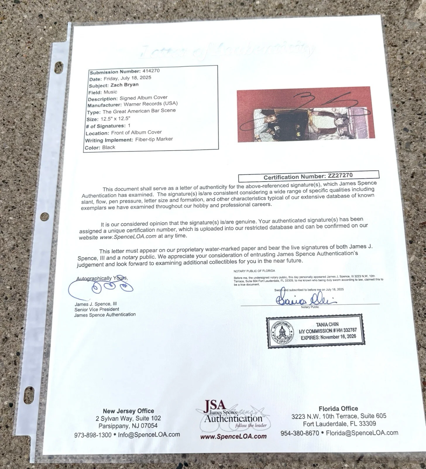 ZACH BRYAN SIGNED Vinyl JSA LETTER OF AUTHENTICITY Great American Bar Scene, изображение 4