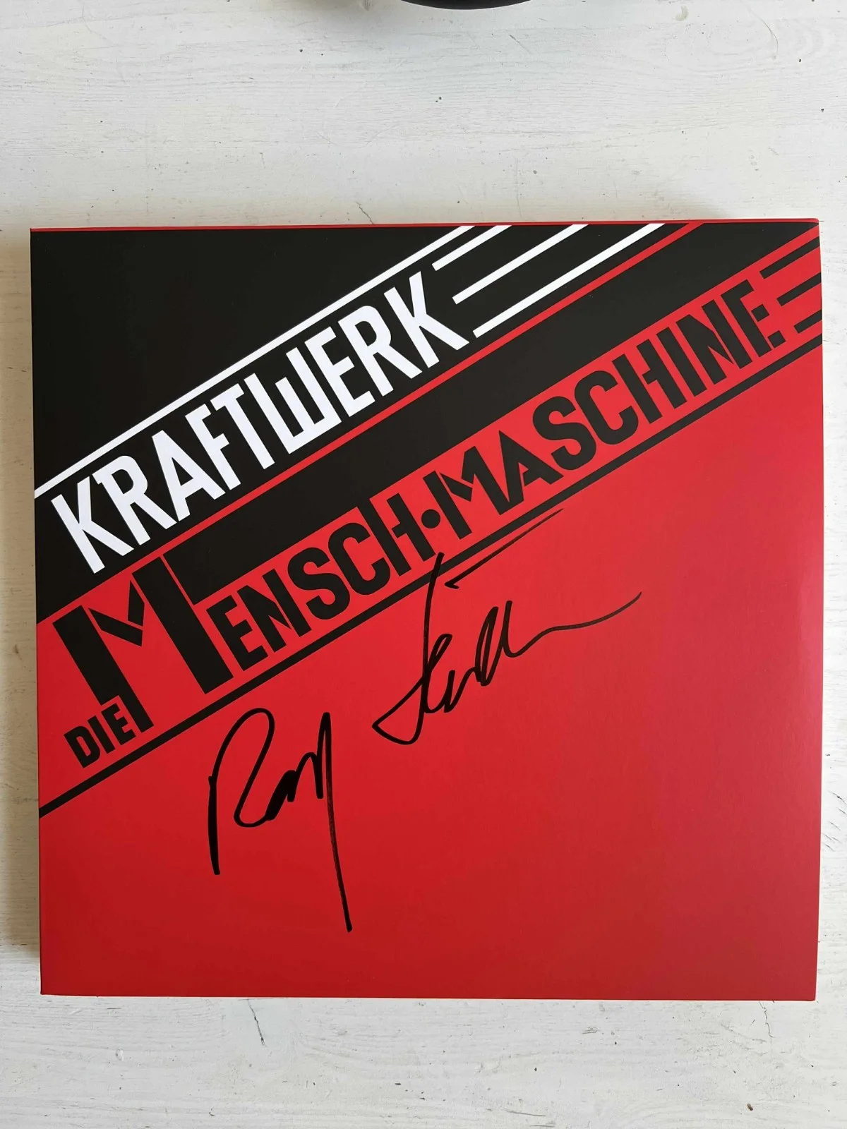 Kraftwerk Ralf Hutter Die Mensch Maschine Autograph Signed Record Vinyl LP w/COA, image 4
