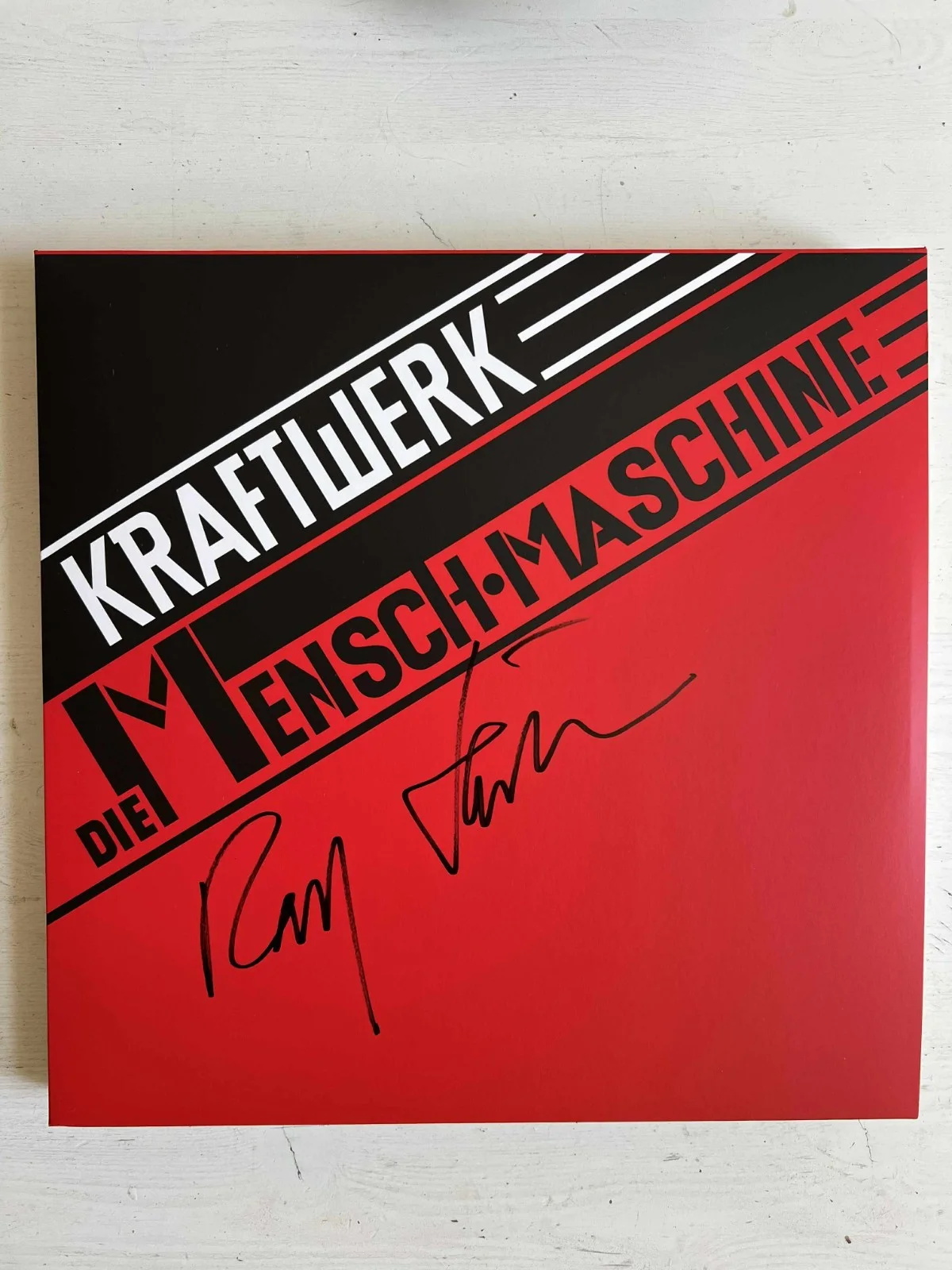 Kraftwerk Ralf Hutter Die Mensch Maschine Autograph Signed Record Vinyl LP w/COA, image 4