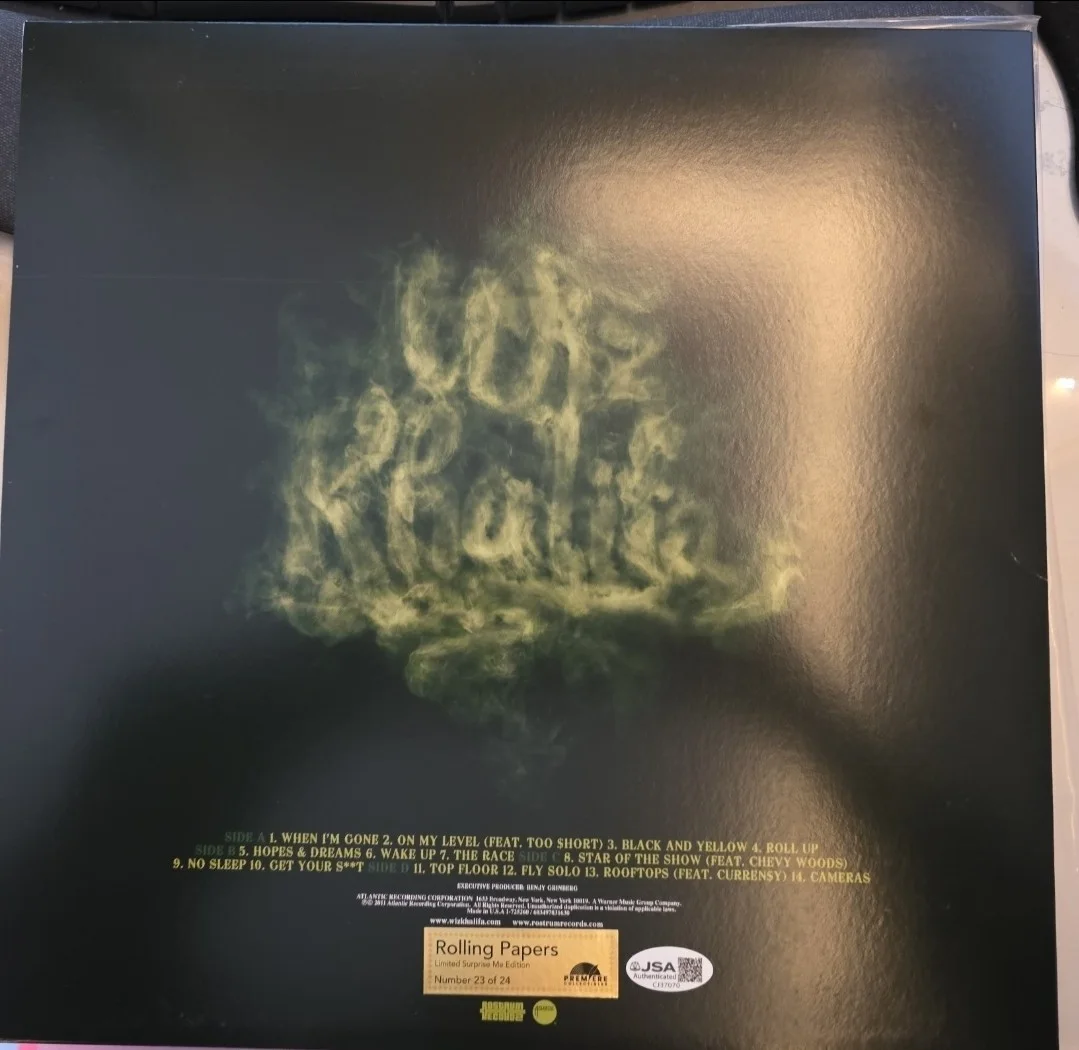 Wiz Khalifa Signed Rolling Papers Vinyl Record Album Rapper Rap LEGEND JSA, изображение 2