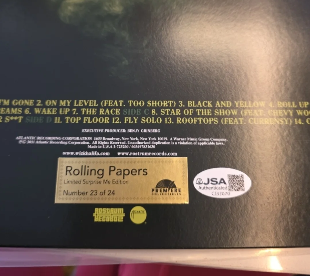 Wiz Khalifa Signed Rolling Papers Vinyl Record Album Rapper Rap LEGEND JSA, изображение 3