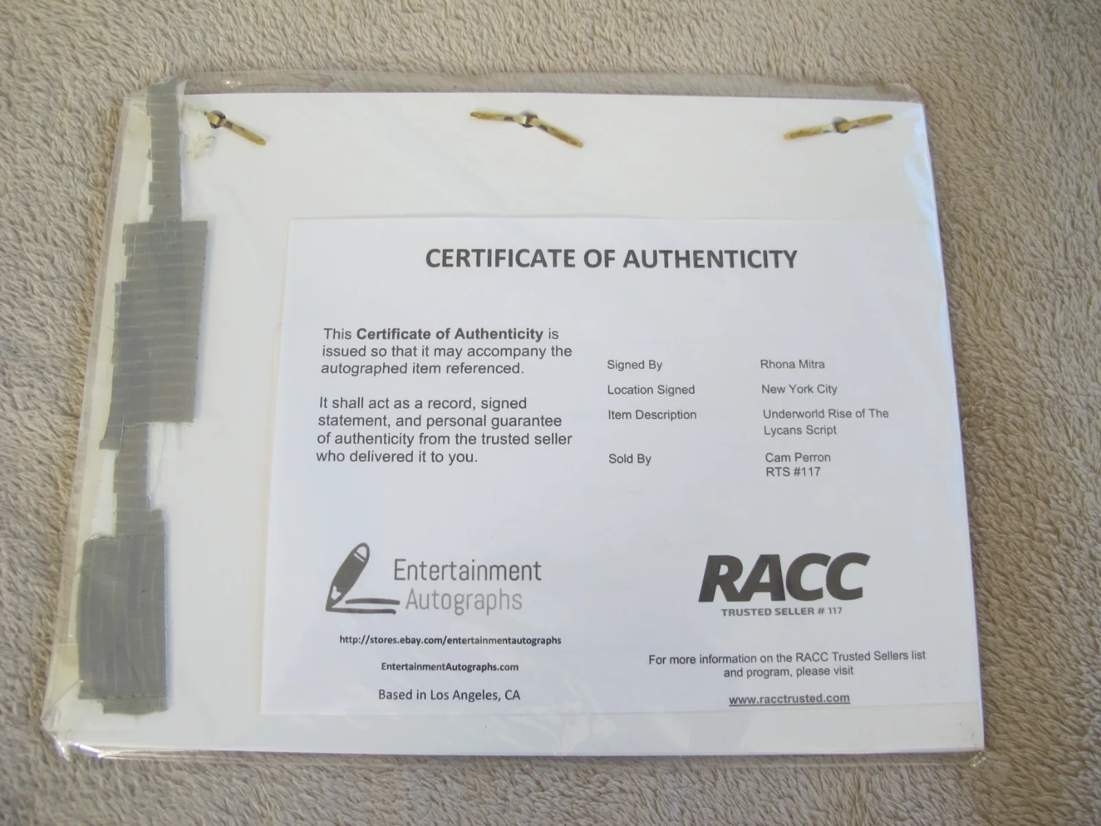 Rhona Mitra — Rhona Mitra SIGNED Script ~ Underworld: Rise of the Lycans ~ with COA, image 2