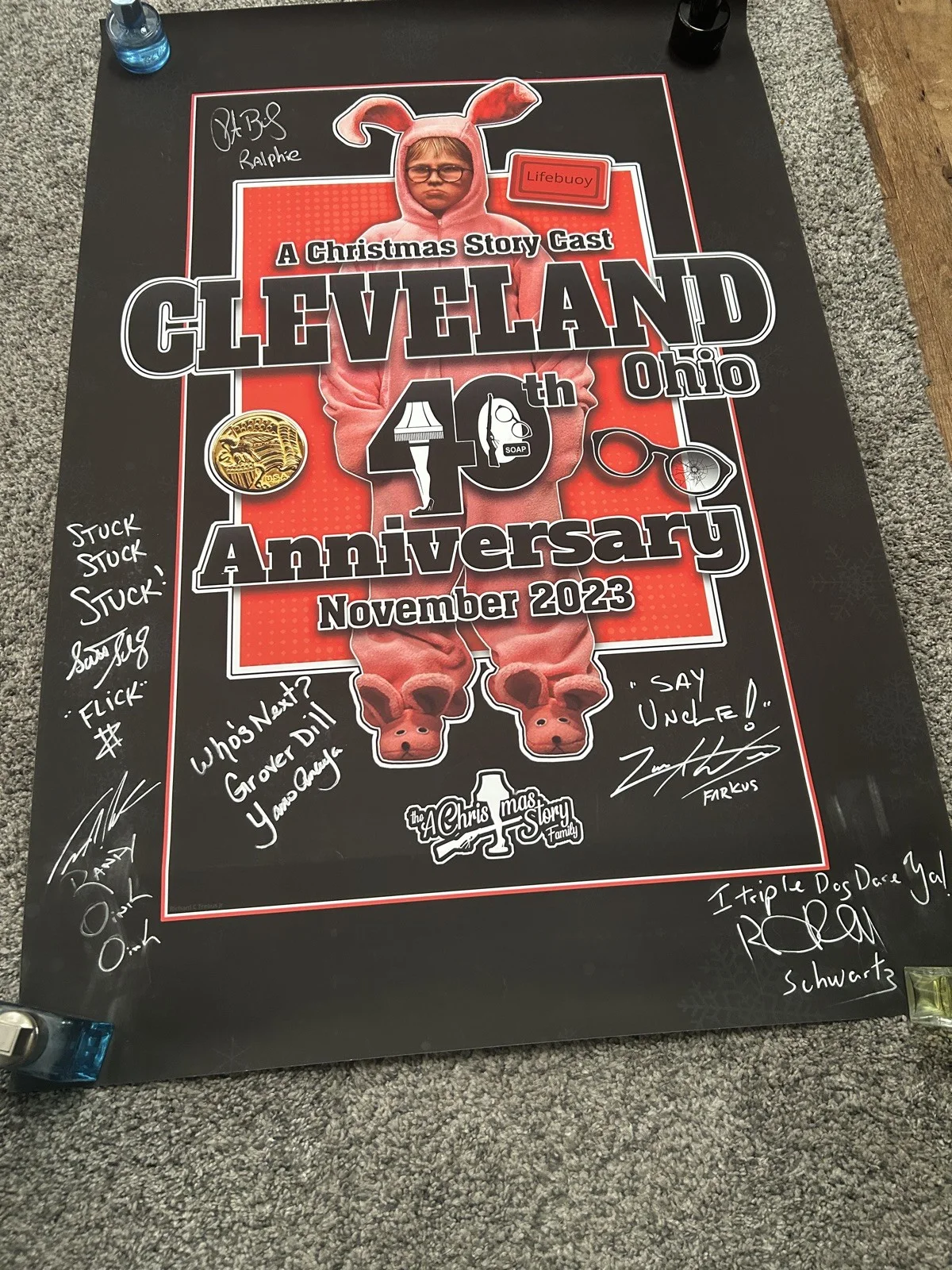 6 cast members — A CHRISTMAS STORY CAST SIGNED LTD. 40TH ANNIVERSARY 24X36 CLEVELAND POSTER, image 2