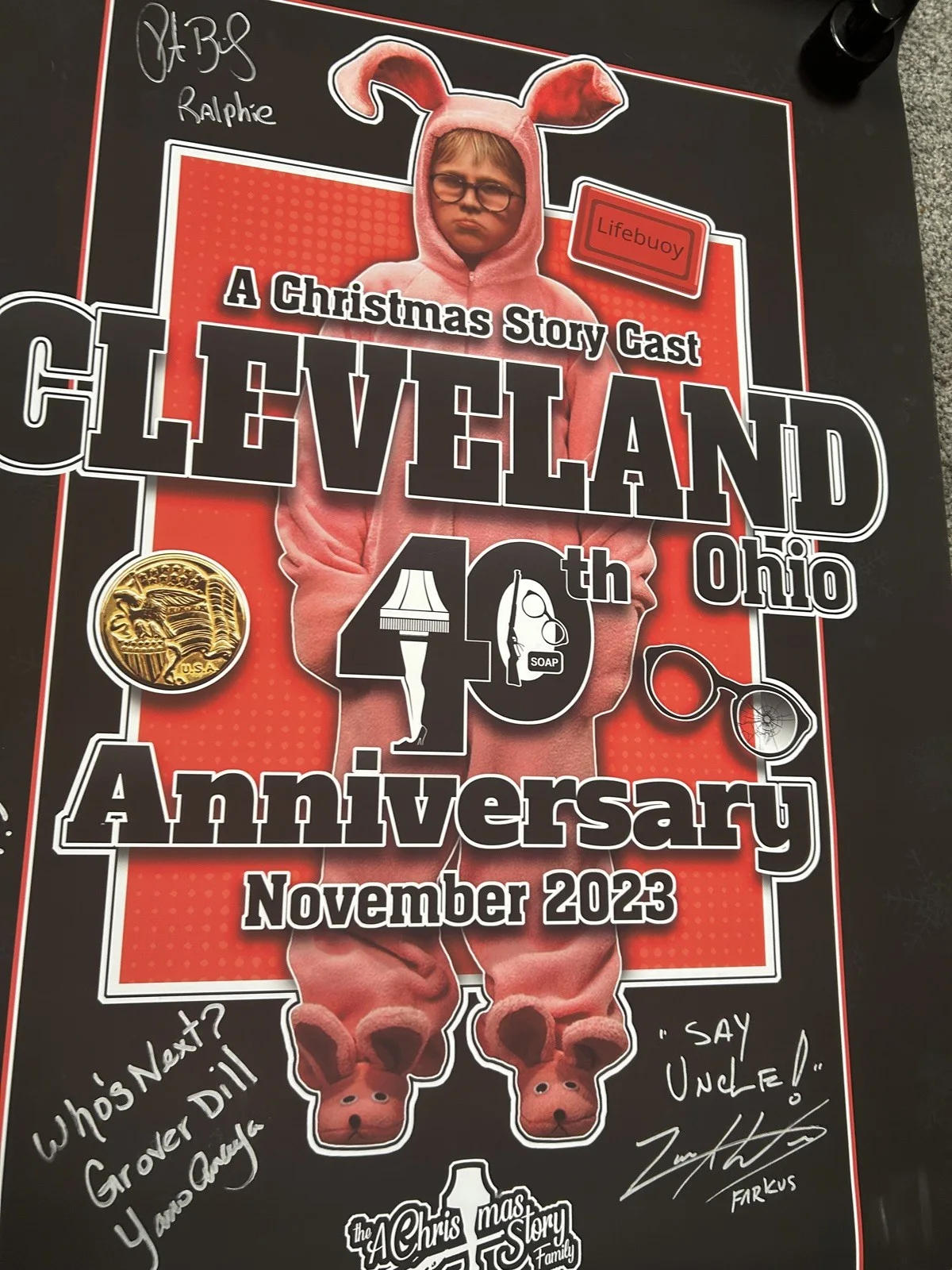 6 cast members — A CHRISTMAS STORY CAST SIGNED LTD. 40TH ANNIVERSARY 24X36 CLEVELAND POSTER, image 4