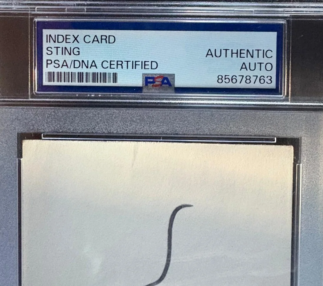 Sting — STING SIGNED INDEX CARD PSA ENCAPSULATED THE POLICE EVERY BREATH YOU TAKE RARE A, изображение 2