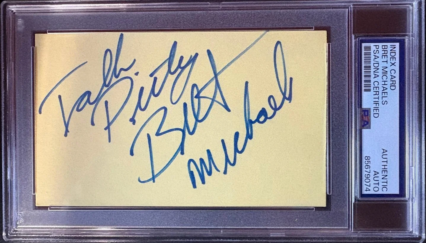 Bret Michaels — BRET MICHAELS SIGNED INDEX CARD PSA ENCAPSULATED ROCK POISON TALK DIRTY INSCR B