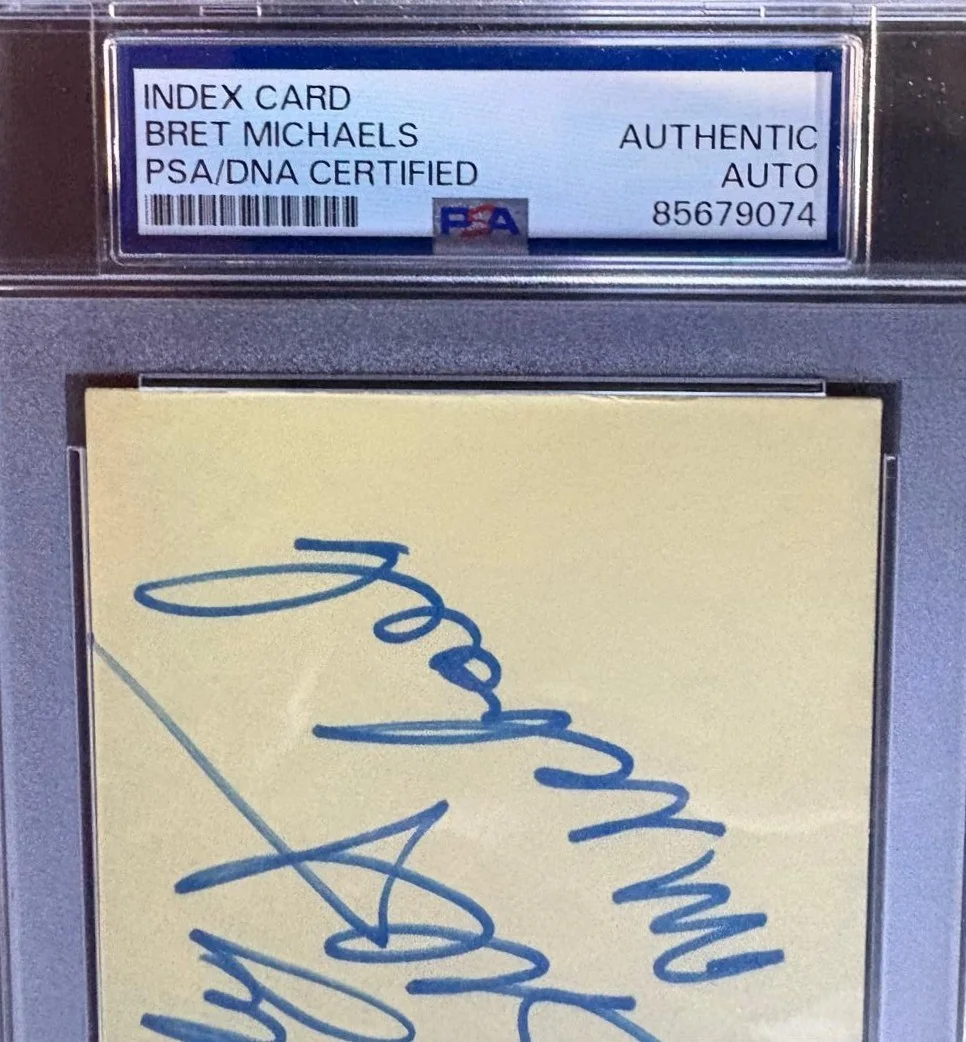 Bret Michaels — BRET MICHAELS SIGNED INDEX CARD PSA ENCAPSULATED ROCK POISON TALK DIRTY INSCR B, изображение 2
