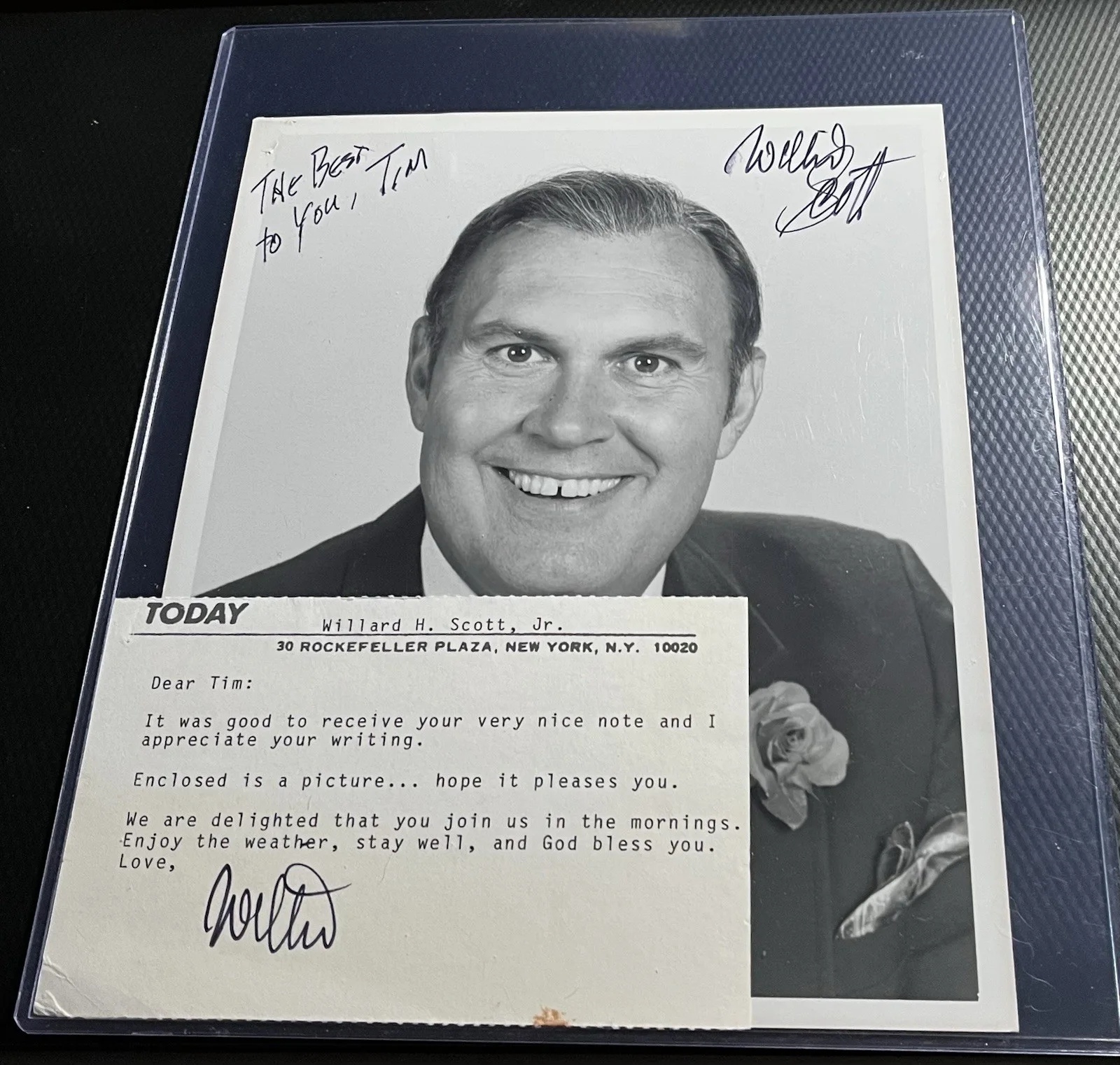 Willard Scott NBC Today Show Signed B&W 30 Rock Photograph w/ COA & Top Loader, изображение 4