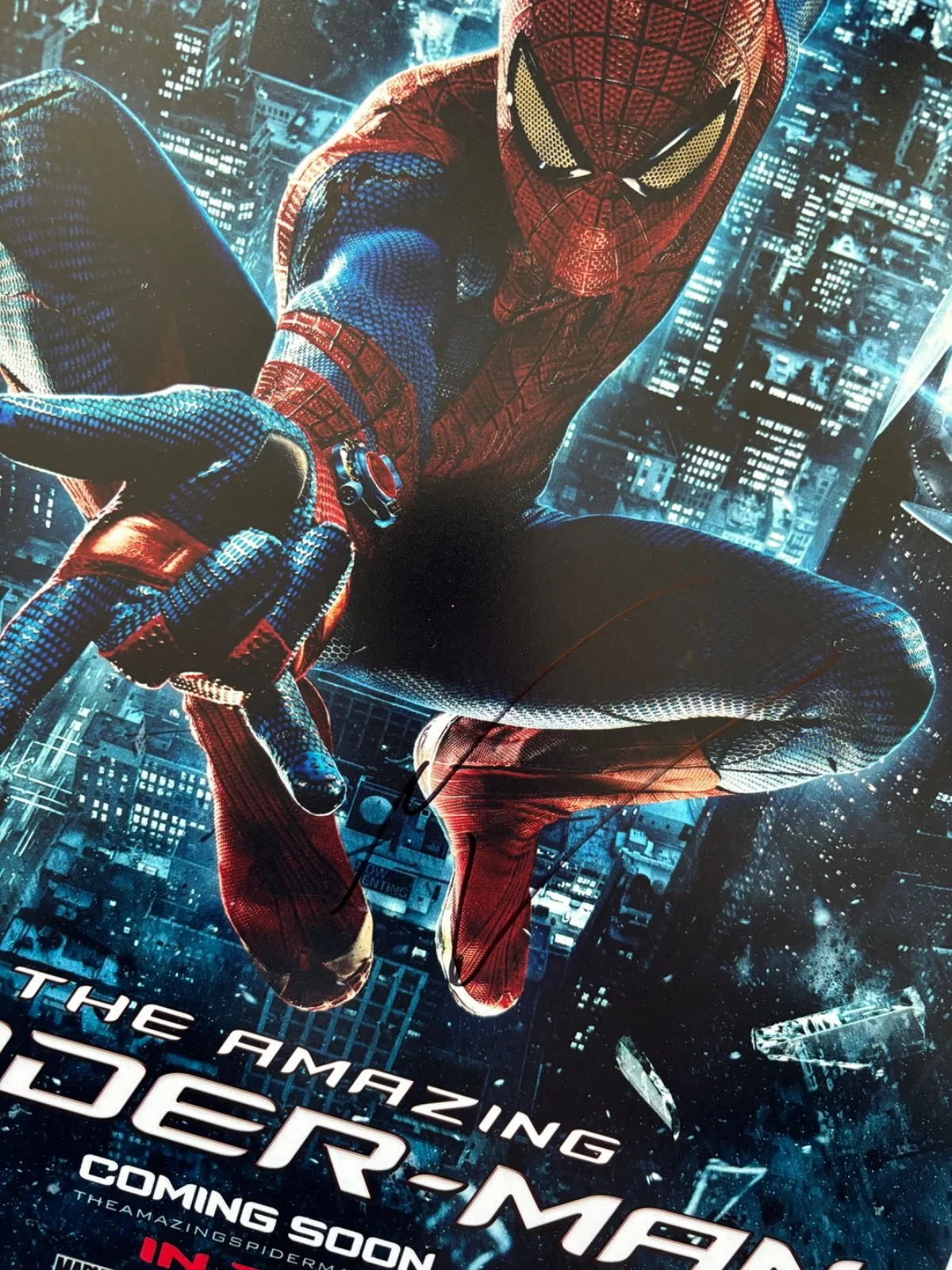 ANDREW GARFIELD SIGNED THE AMAZING SPIDERMAN 12X18 MOVIE POSTER PHOTO ACTOR BAS, изображение 2