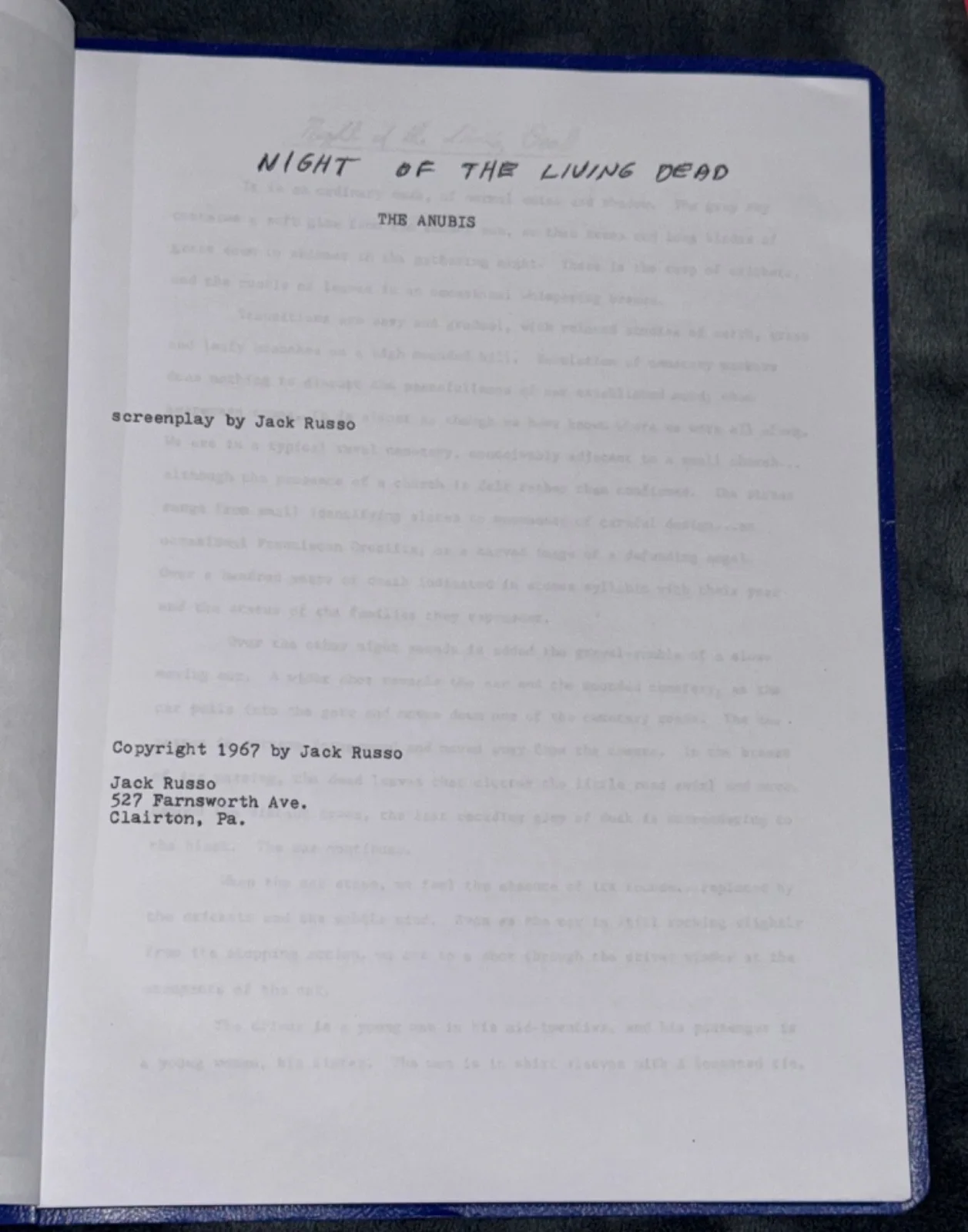 George A. Romero — George Romero "Night of Living Dead, Godfather Zombie Film" Signed Script PSA 10, изображение 3