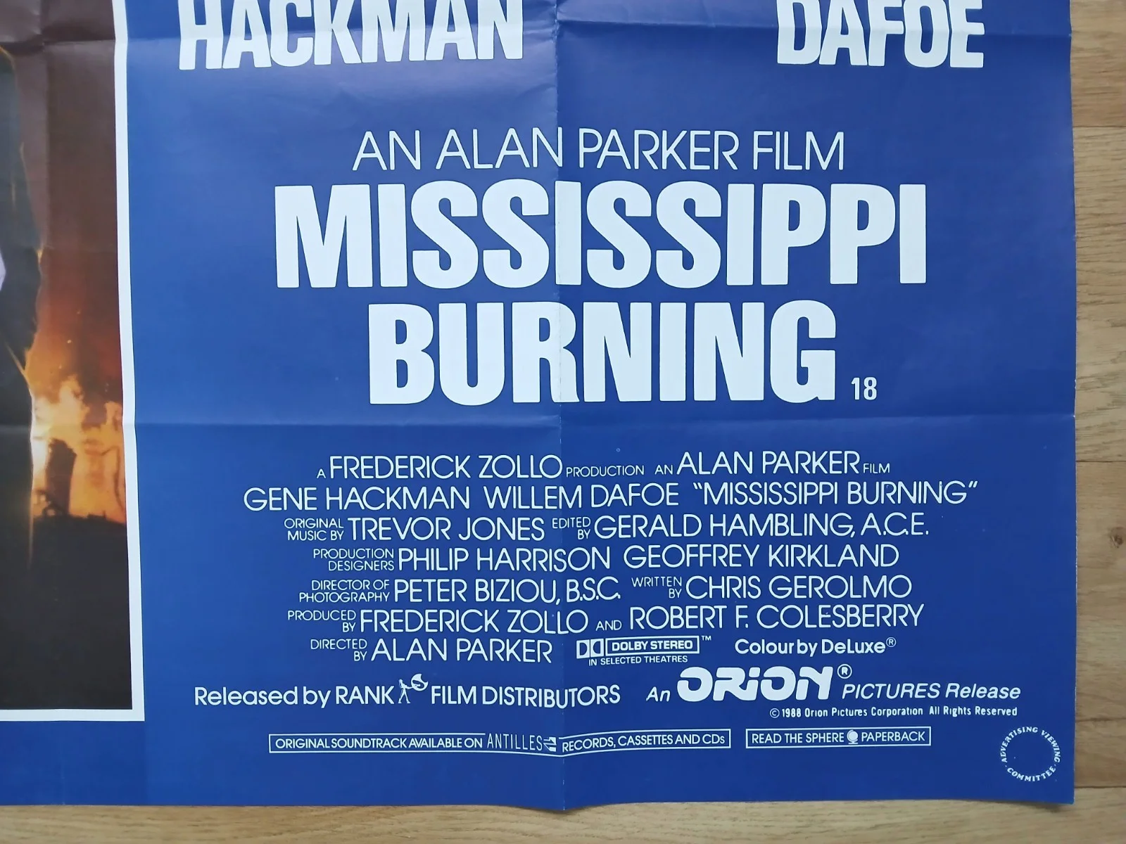 MISSISSIPPI BURNING (1988) original UK quad poster - Gene Hackman, Willem Defoe, изображение 5