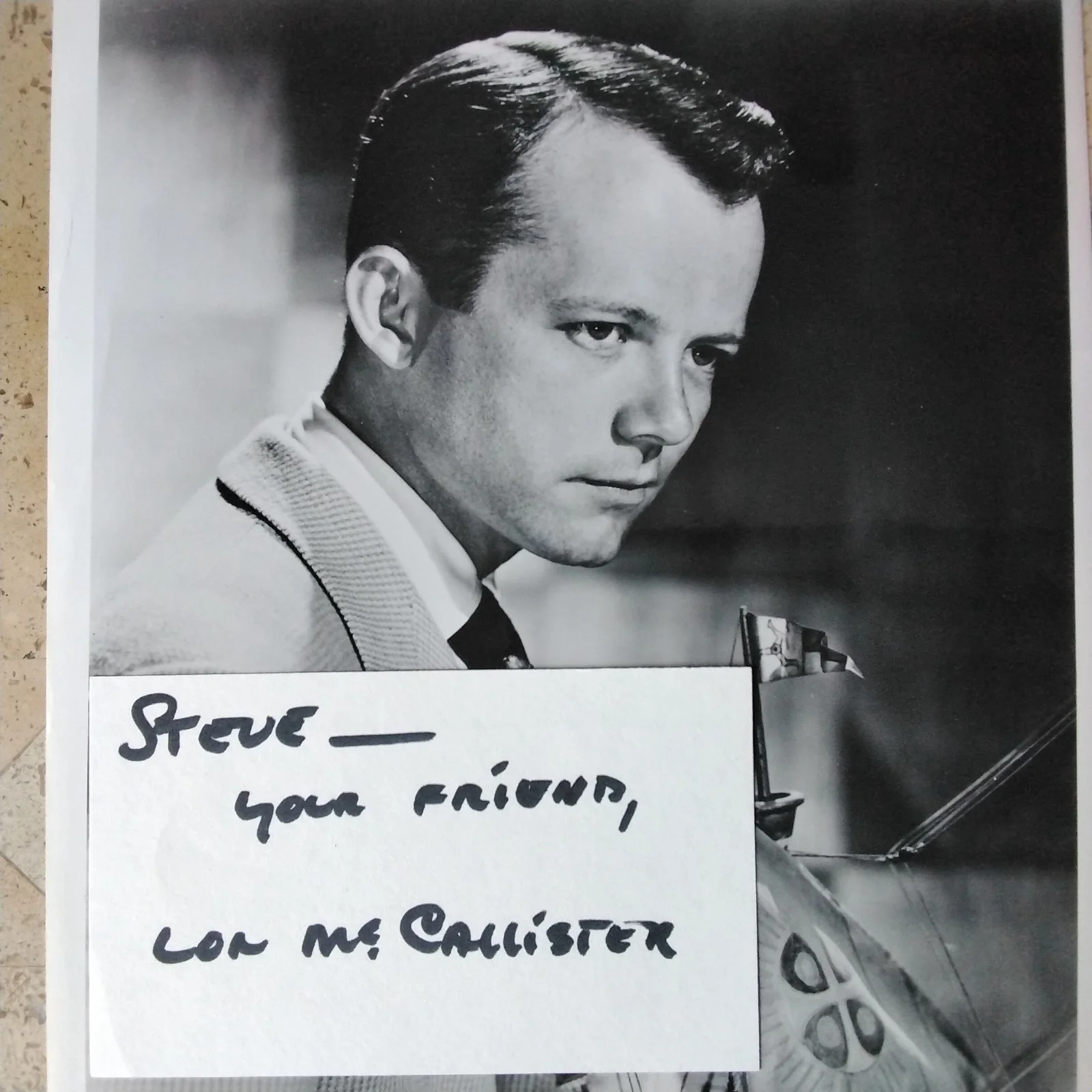 Lon McCallister SIGNED Card Photo 40s Film Actor Seabiscuit Tom Sawyer Red House, изображение 2