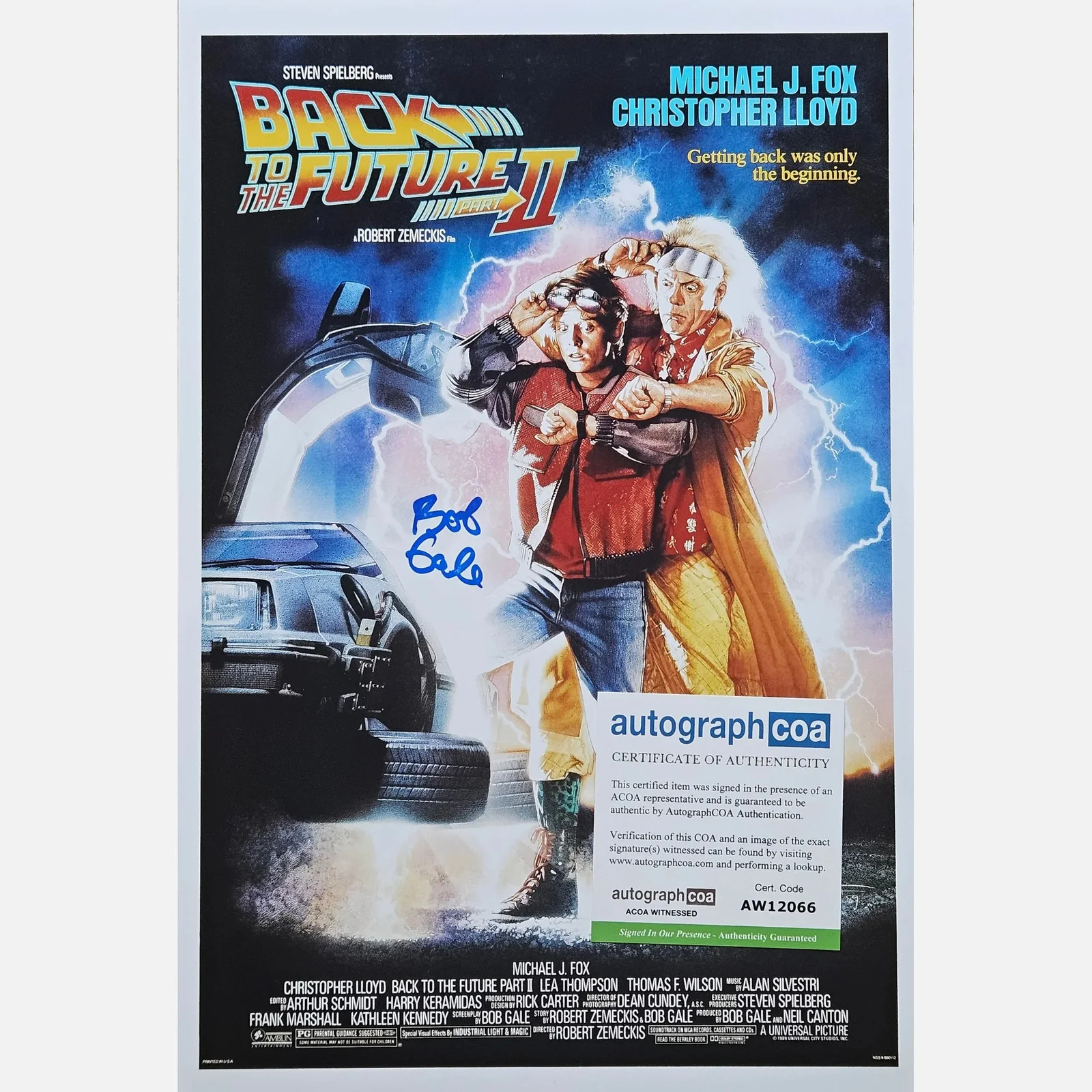 BOB GALE autograph ACOA signed 12x18 poster BACK TO THE FUTURE, image 2
