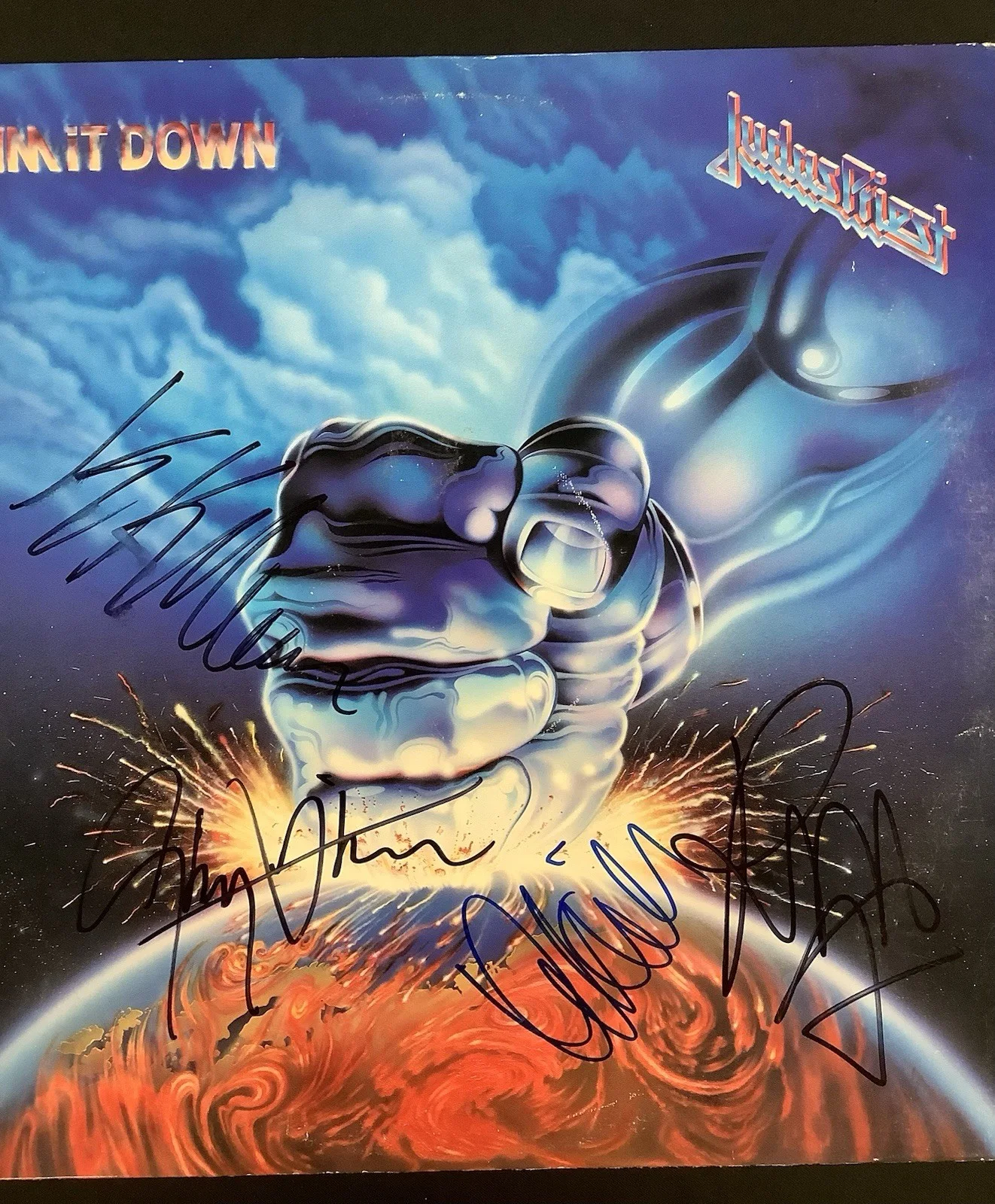Judas Priest Signed Album Vinyl 1988 Ram It Down 4X Autographs Rob Halford JSA, image 2