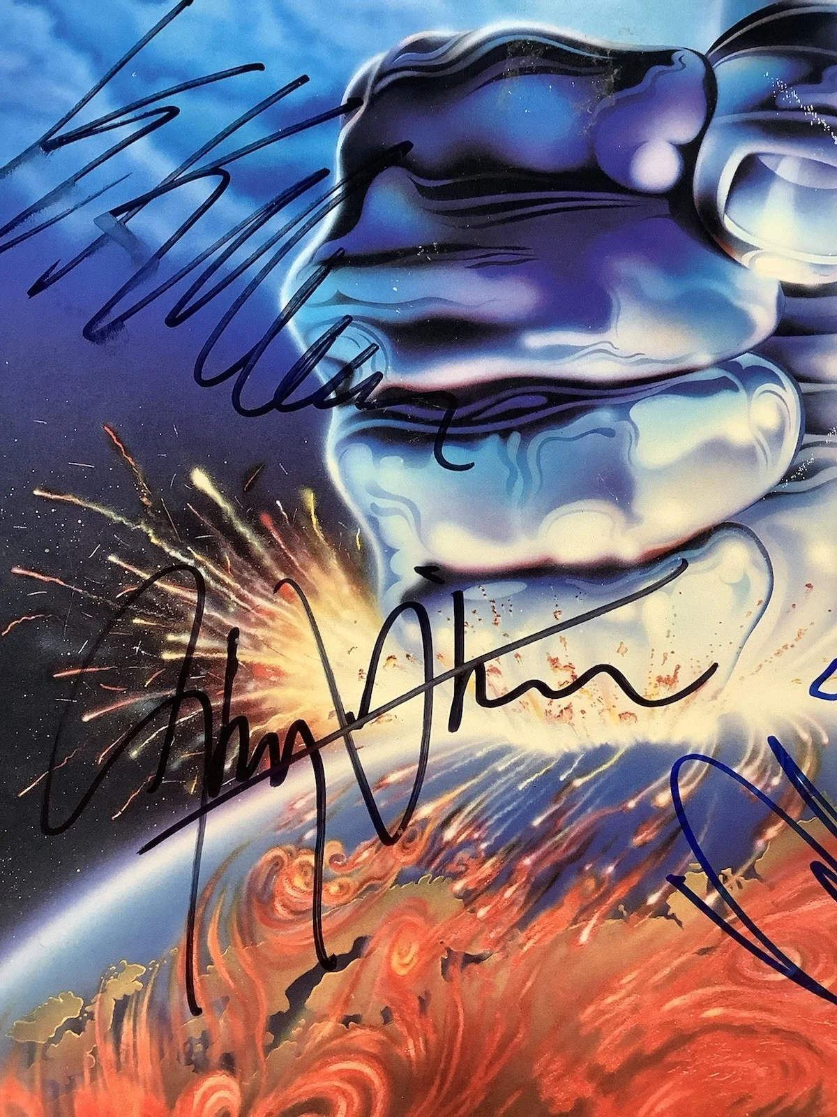 Judas Priest Signed Album Vinyl 1988 Ram It Down 4X Autographs Rob Halford JSA, image 4