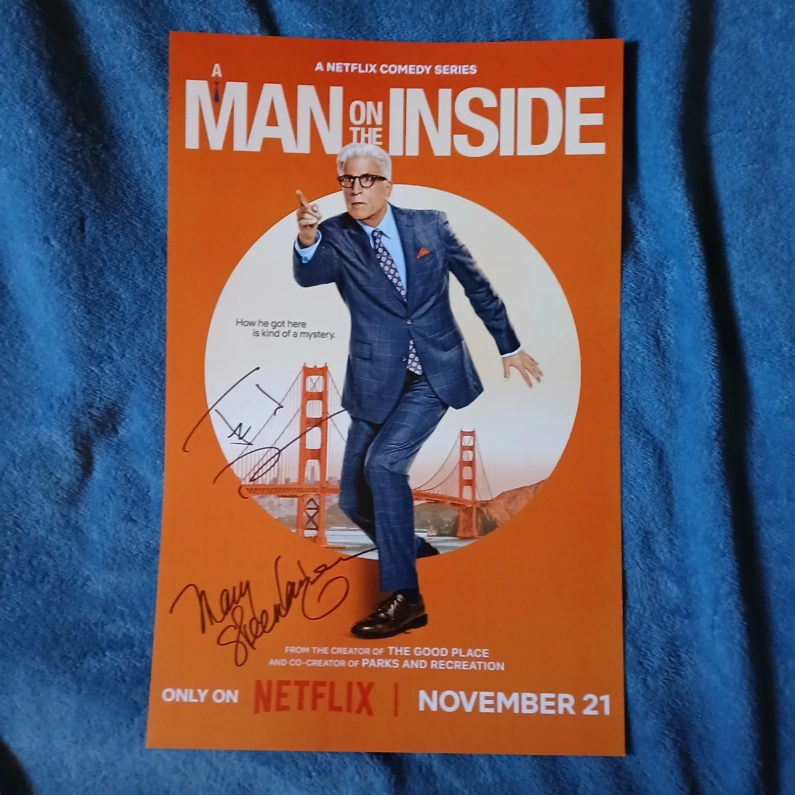 Ted Danson and Mary Steenburgen — Ted Danson And Mary Steenburgen Hand Signed THE MAN ON THE INSIDE 11X17 PHOTO 📸