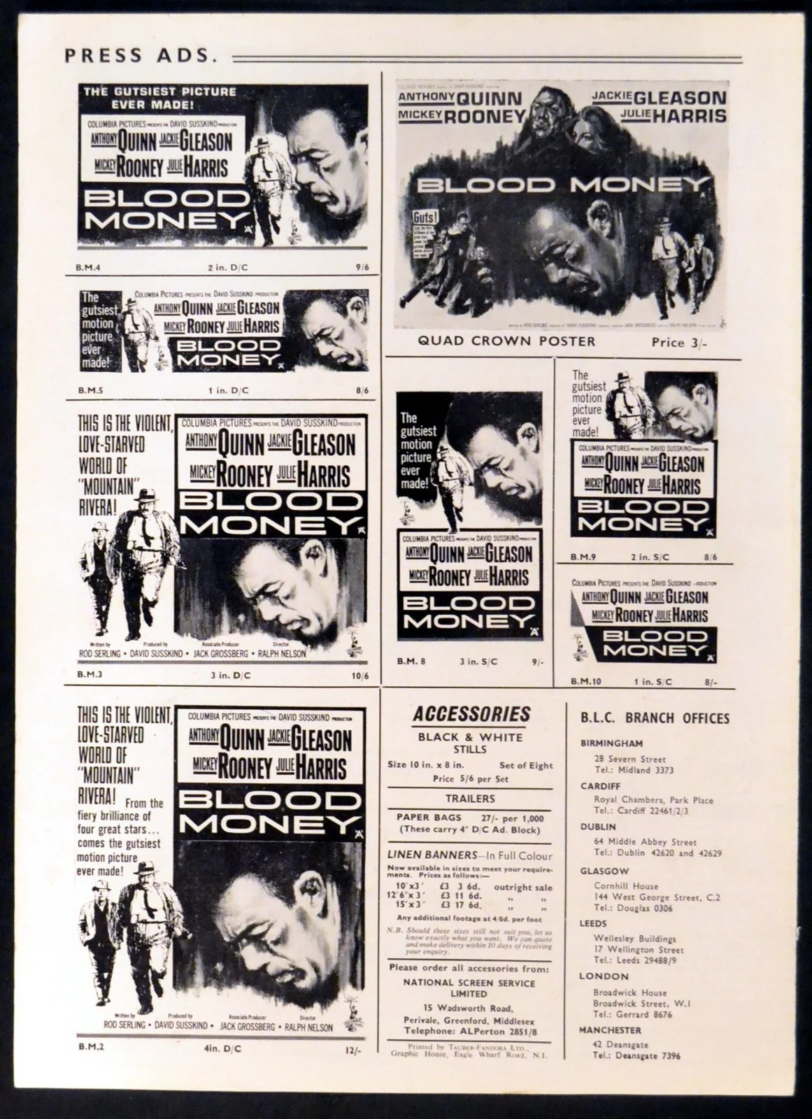 BLOOD MONEY 1962 Anthony Quinn, Jackie Gleason, Muhammad Ali UK CAMPAIGN BOOK, изображение 5