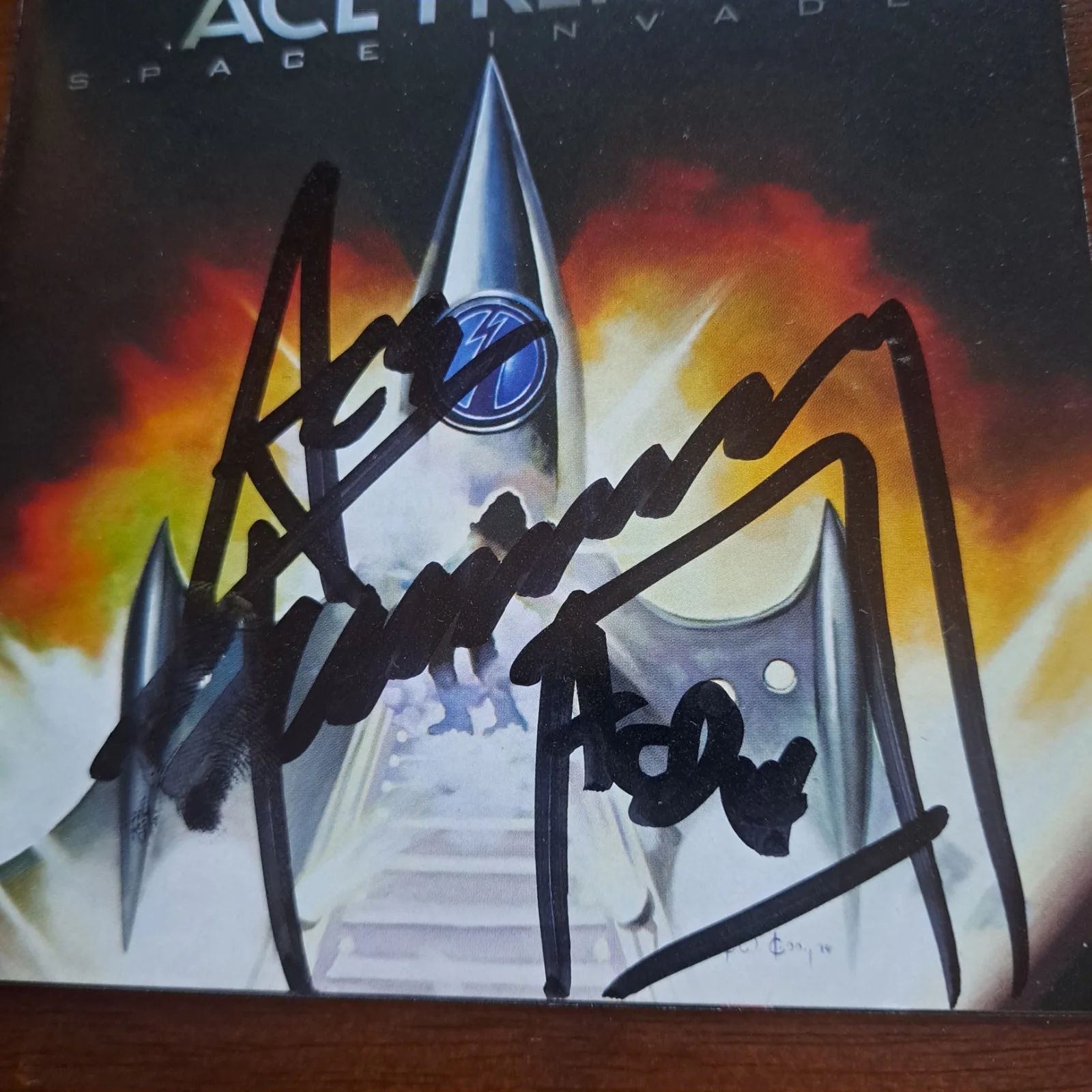 Ace Frehley Autograph Signed Space Invader CD KISS, image 2