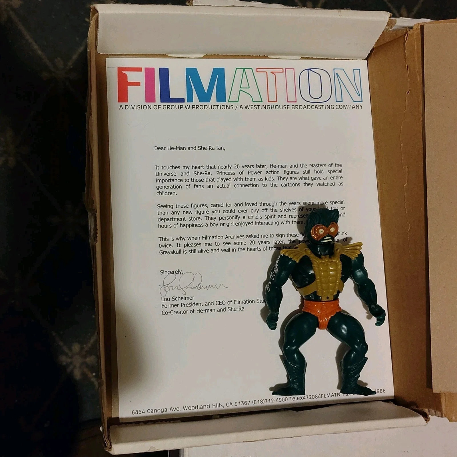 Lou Schiemer — Lou Scheimer Signed Mer-Man And Filmation Letter Masters Of The Universe He Man, изображение 3