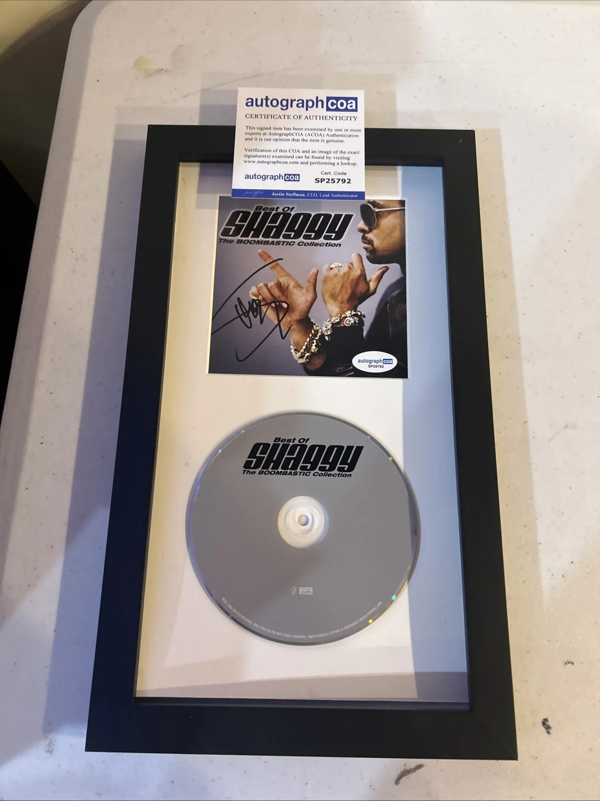 SHAGGY SIGNED AUTOGRAPH FRAMED CD DISPLAY ACOA THE BOOMBASTIC COLLECTION, image 2