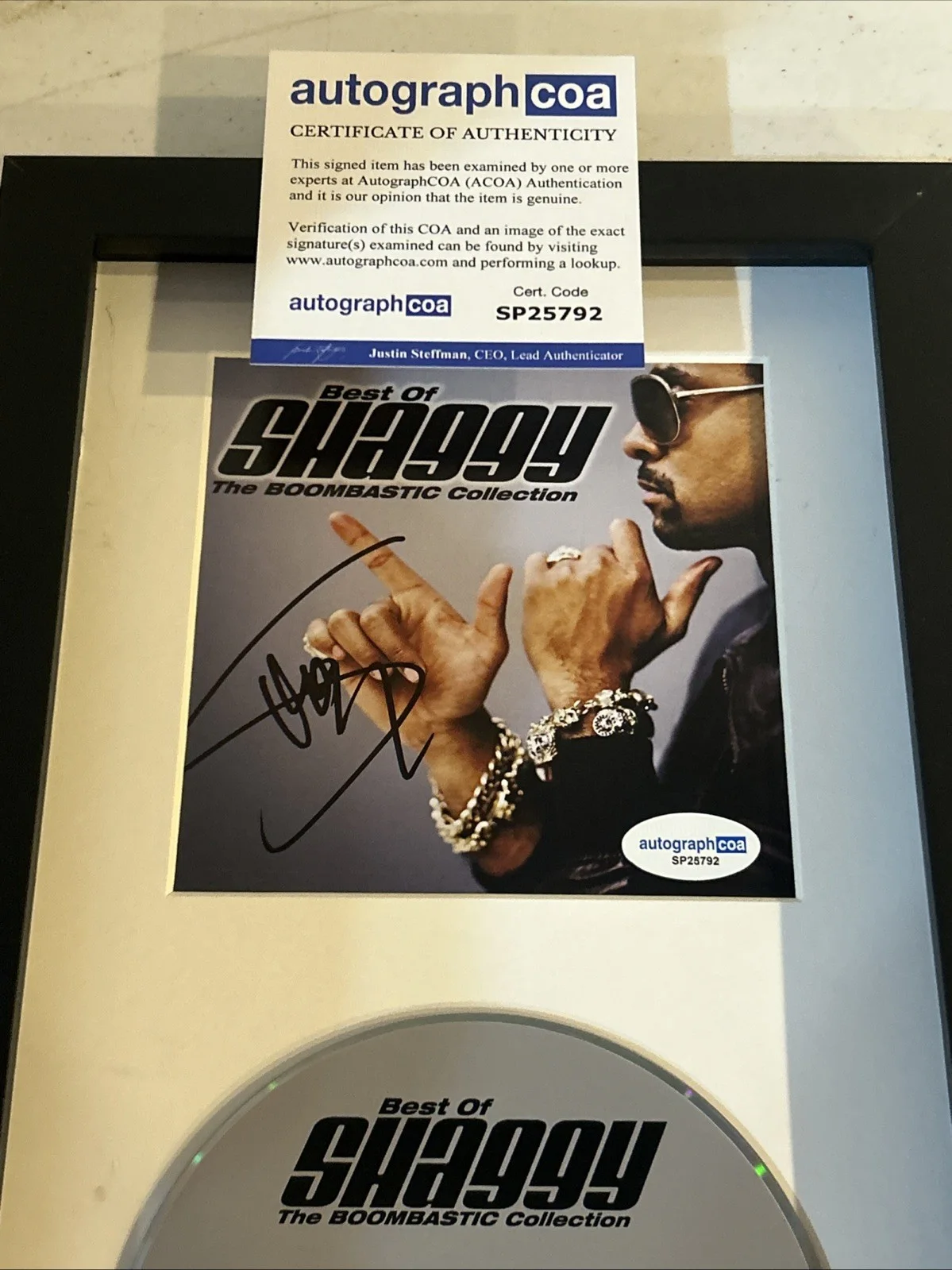 SHAGGY SIGNED AUTOGRAPH FRAMED CD DISPLAY ACOA THE BOOMBASTIC COLLECTION, image 4