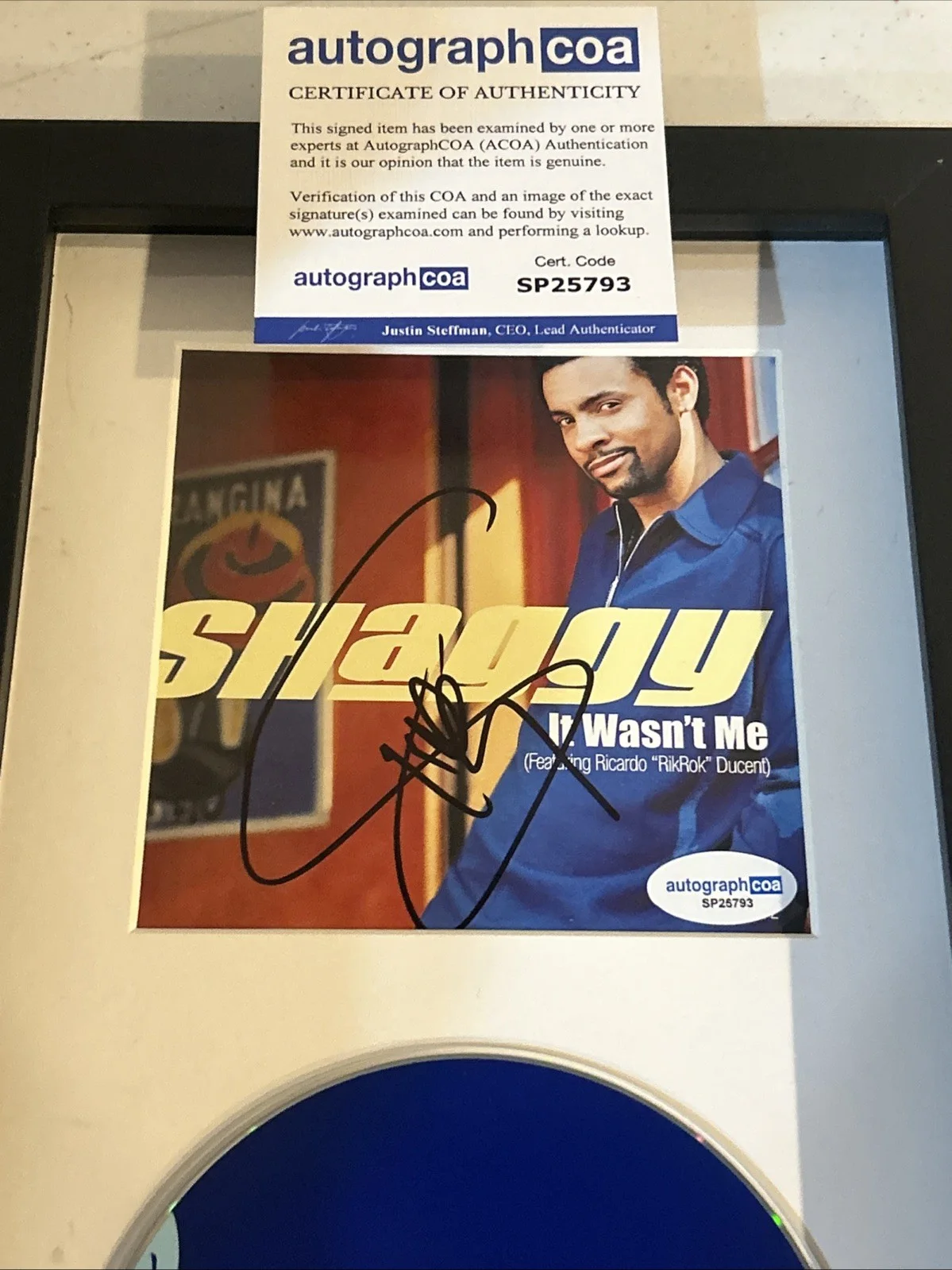 SHAGGY SIGNED AUTOGRAPH FRAMED CD DISPLAY ACOA IT WASNT ME, image 5