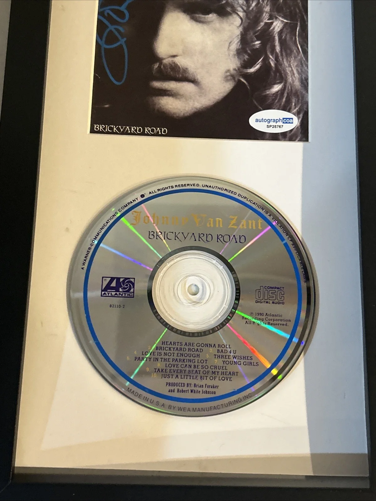 JOHNNY VAN ZANT SIGNED AUTOGRAPH FRAMED CD DISPLAY ACOA BRICKYARD ROAD SKYNYRD, image 4