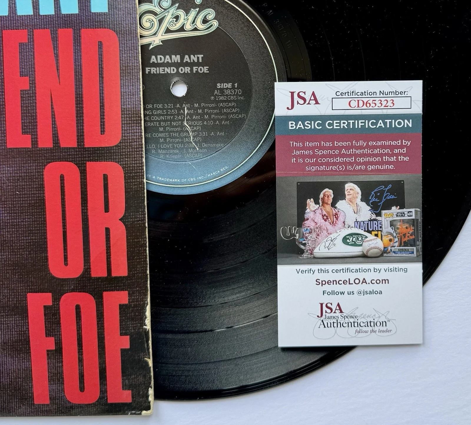 ADAM ANT HAND SIGNED AUTOGRAPHED "FRIEND OR FOE" VINYL ALBUM LP WITH JSA COA, изображение 3