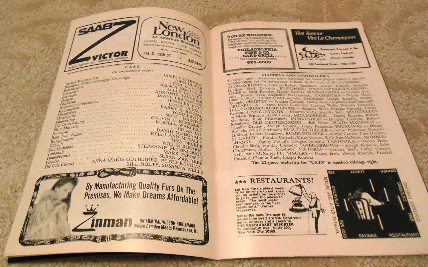 1985 PLAYBILL Forrest Theater Philadelphia CATS Autographed Bill Nolte Signed 85, image 3