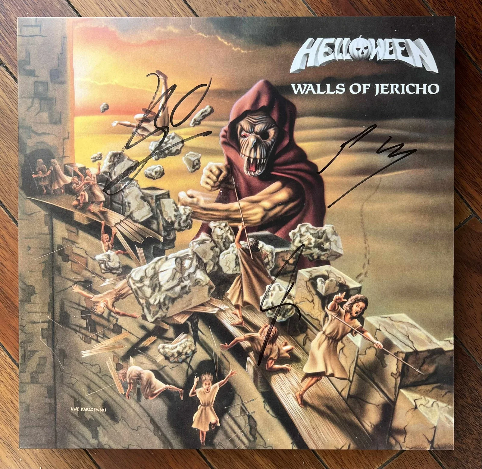 Helloween Walls Of Jericho Autographed Fully Signed Album Vinyl Record LP w/COA, изображение 4