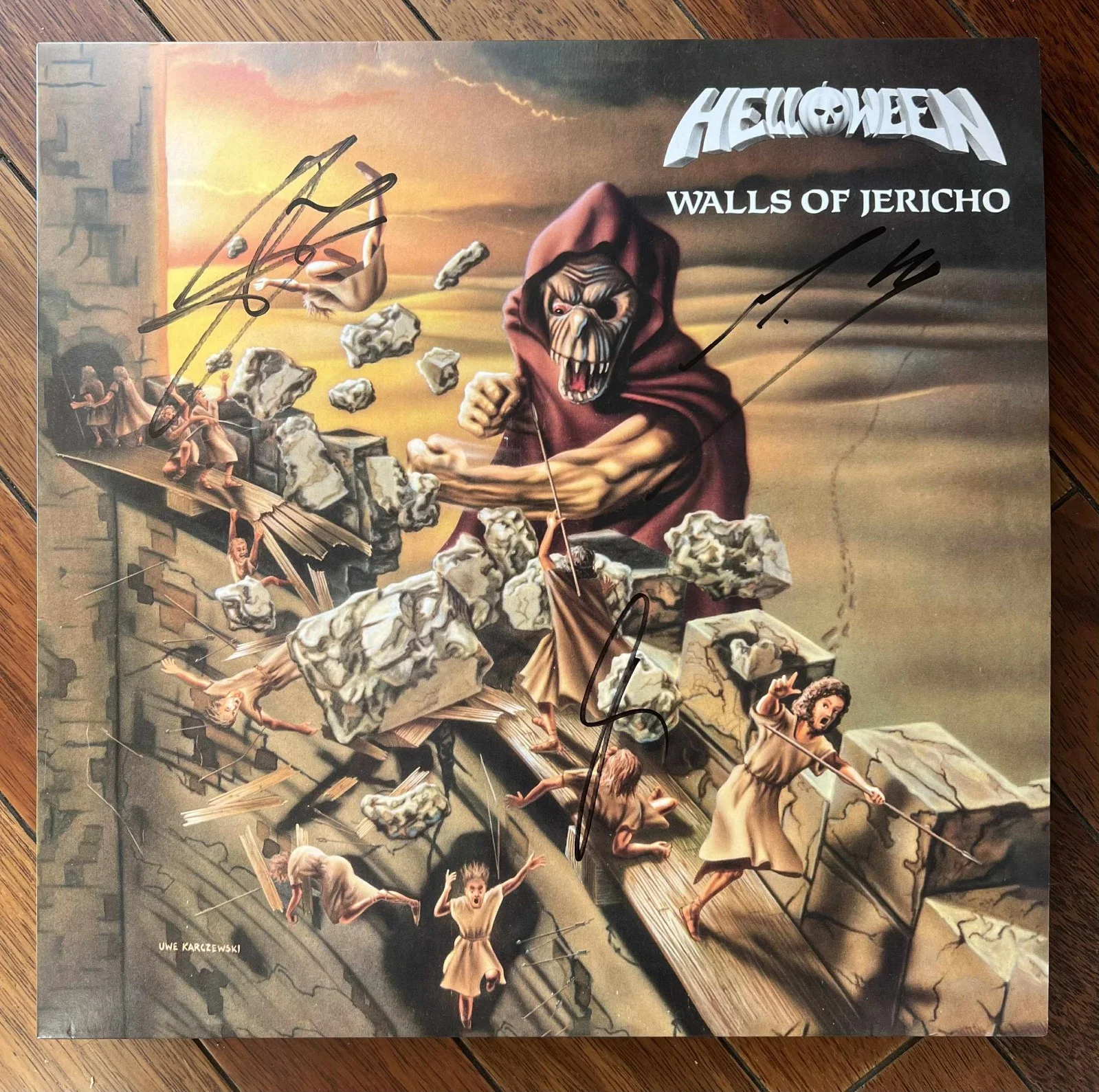 Helloween Walls Of Jericho Autographed Fully Signed Album Vinyl Record LP w/COA, изображение 4