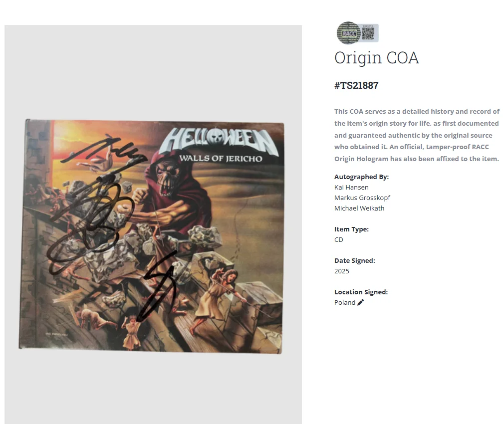 Helloween Walls Of Jericho Autographed Fully Signed Album Record CD w/COA, image 2