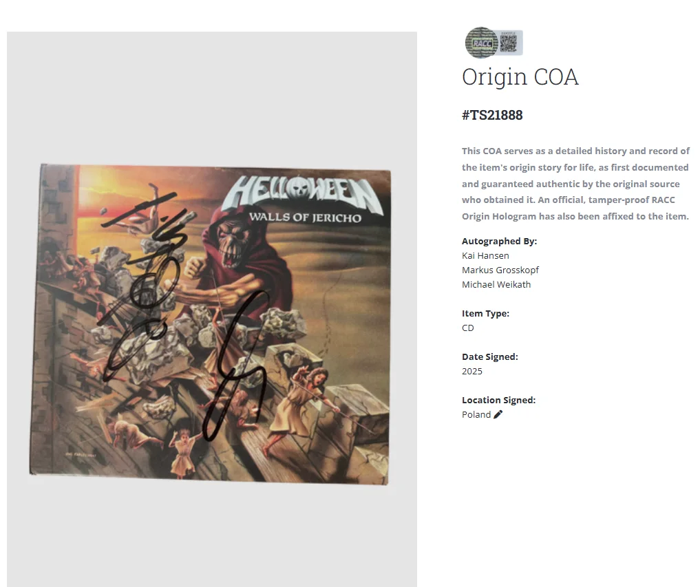 Helloween Walls Of Jericho Autographed Fully Signed Album Record CD w/COA, image 2