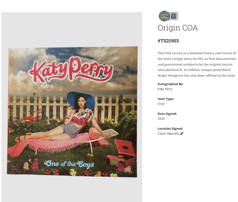 Katy Perry One Of The Boys Autographed Signed Album Vinyl Record LP w/ COA, изображение 2