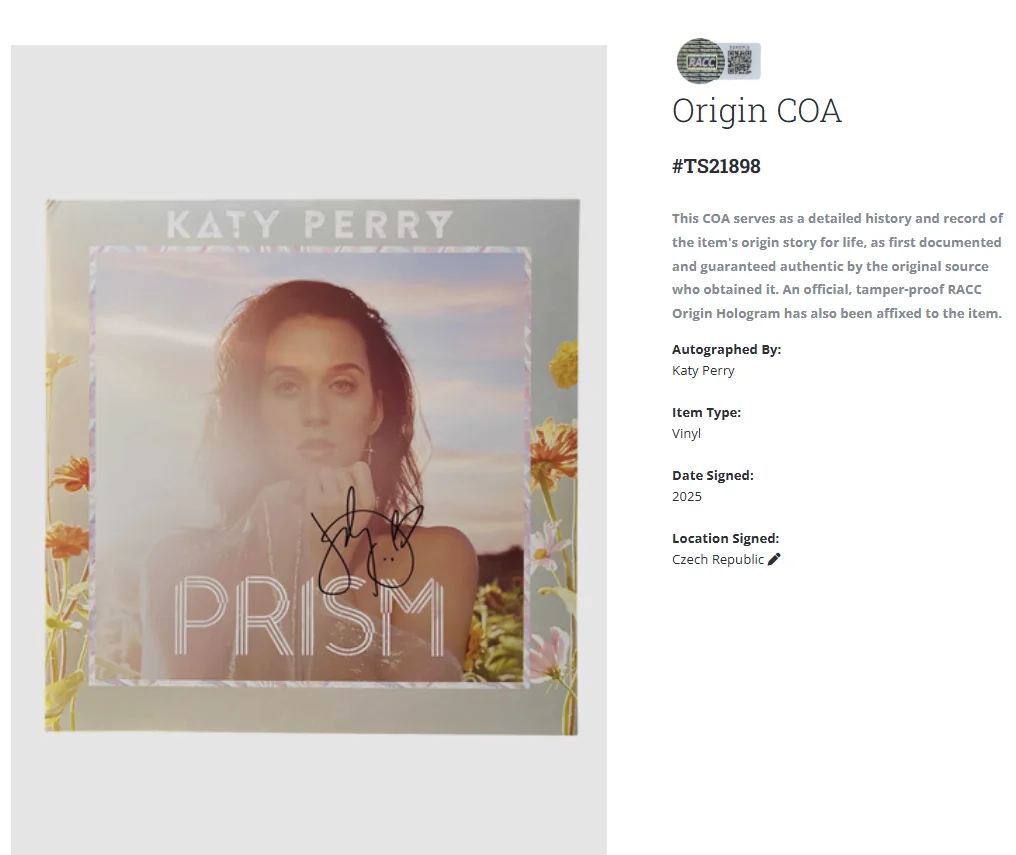 Katy Perry PRISM Autographed Signed Album Vinyl Record LP w/ COA, изображение 2