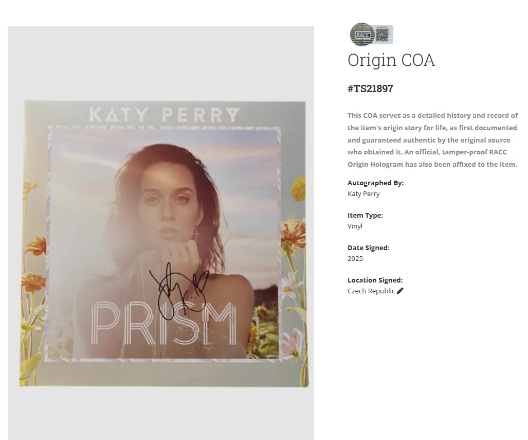 Katy Perry PRISM Autographed Signed Album Vinyl Record LP w/ COA, изображение 2
