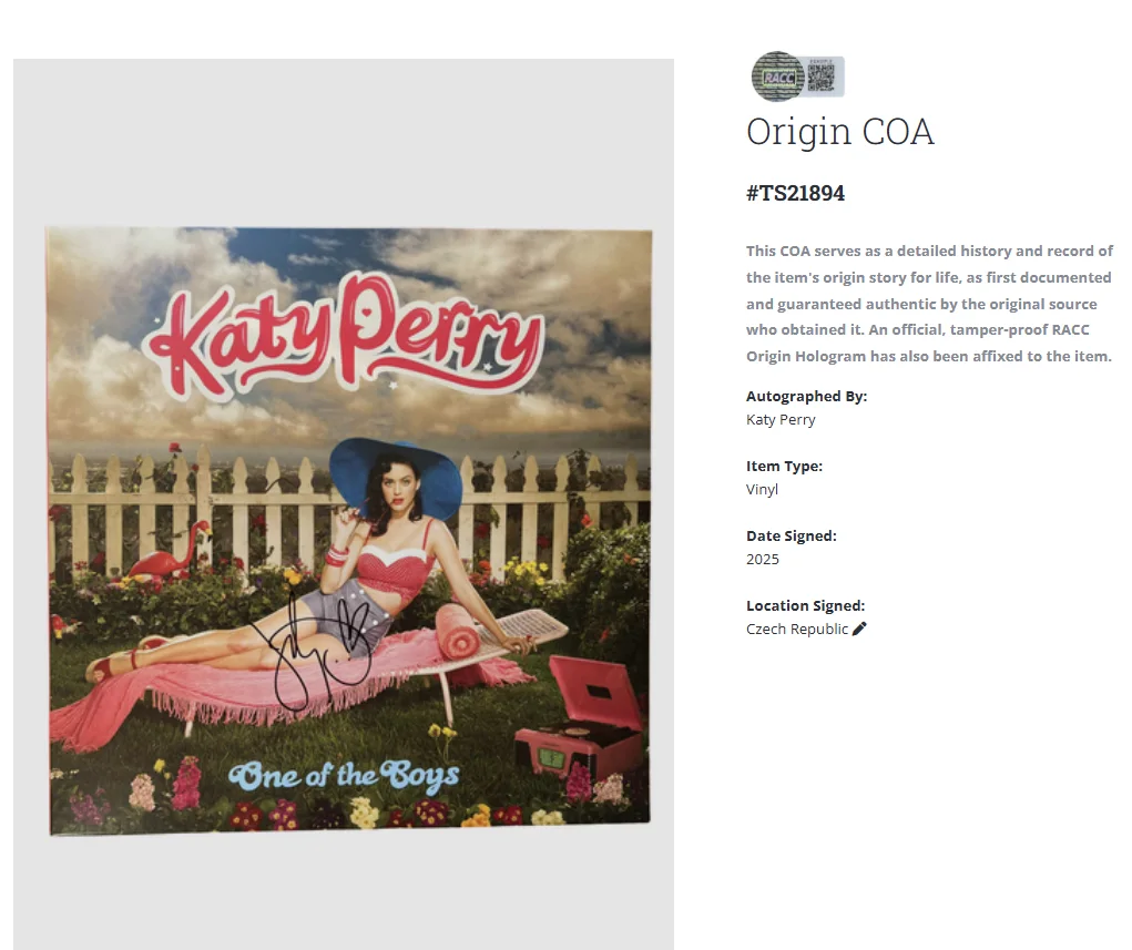 Katy Perry One Of The Boys Autographed Signed Album Vinyl Record LP w/ COA, изображение 2