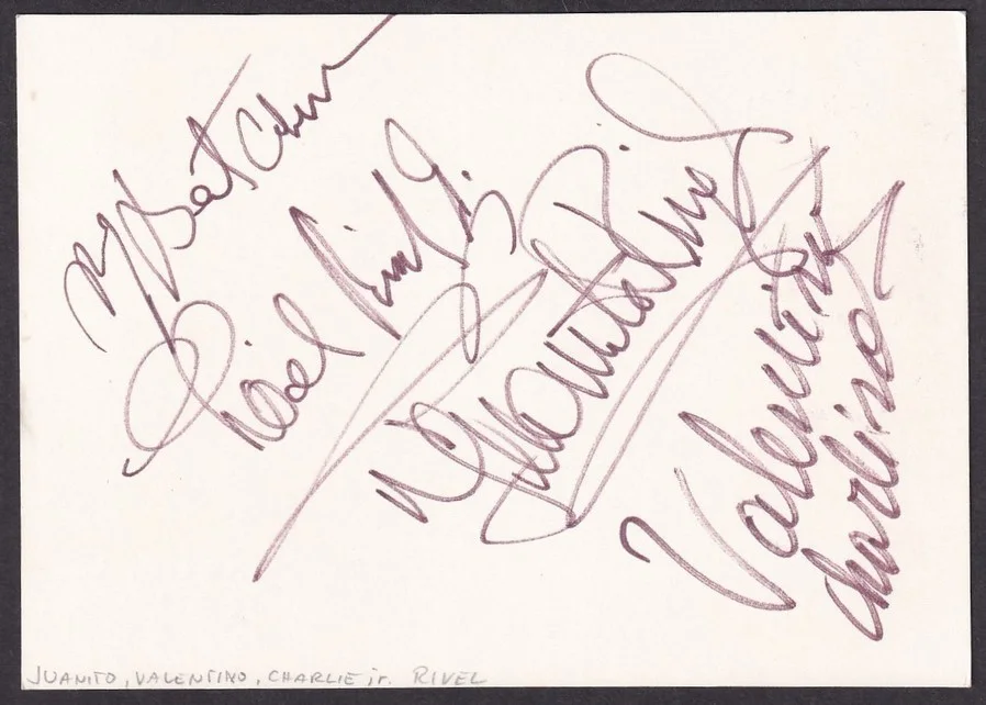 The Charlivels popular comedy entertainment act card with 5 signatures, image 2