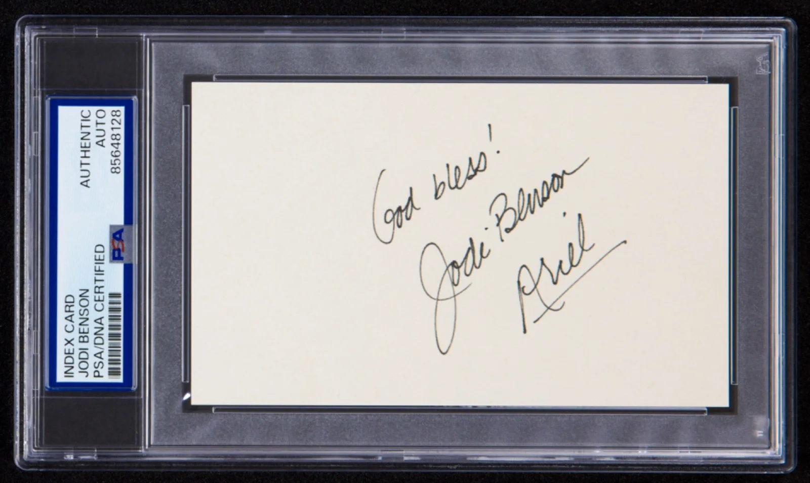 Jodi Benson — Jodi Benson Signed Index Card (PSA) Inscribed "Ariel" The Little Mermaid Auto