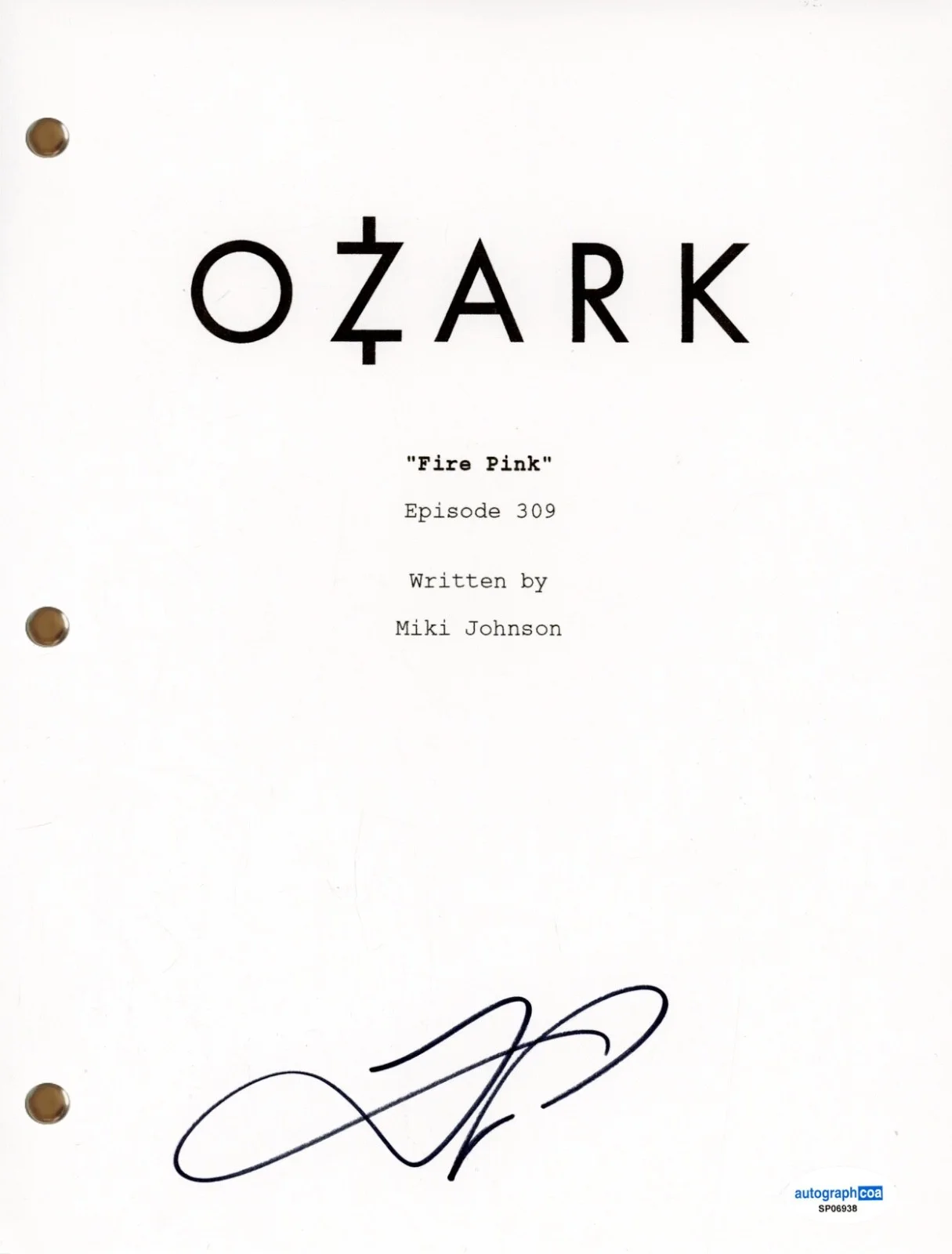 Tom Pelphrey — Tom Pelphrey "Ozark" Signed Autograph Episode Script Screenplay 'Ben Davis' ACOA, image 2