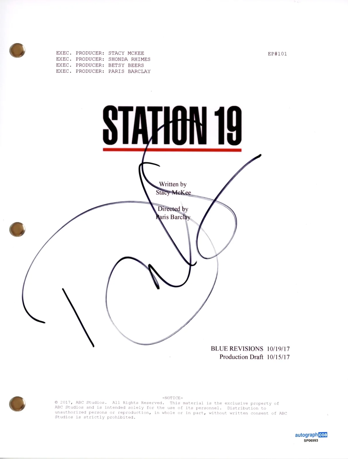 Danielle Savre — Danielle Savre "Station 19" Signed Autograph Full Pilot Episode Script ACOA COA, image 2