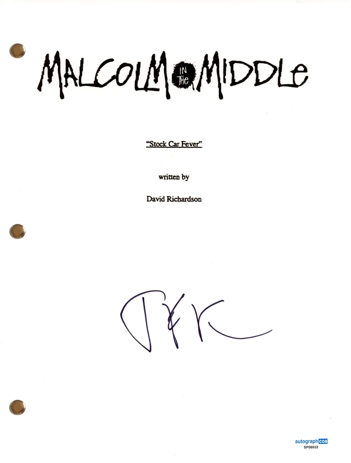 Jane Kaczmarek — Jane Kaczmarek "Malcolm In The Middle" Signed Autograph Full Episode Script ACOA, image 2