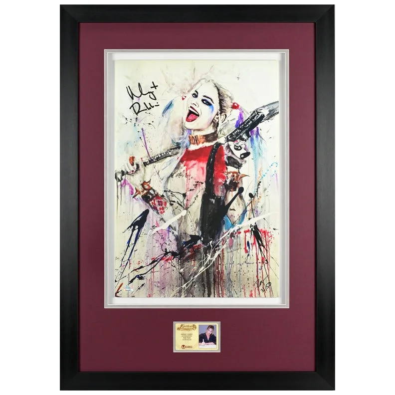 Margot Robbie — Margot Robbie Autographed Rob Prior Harley Quinn 13x19 Giclee Framed Print